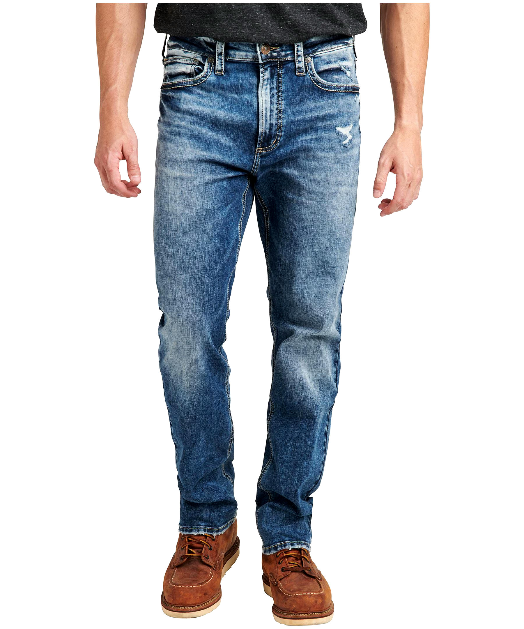 Silver Men's Grayson Easy Fit Straight Leg Stretch Denim Jeans - Dark Indigo Wash - ONLINE ONLY