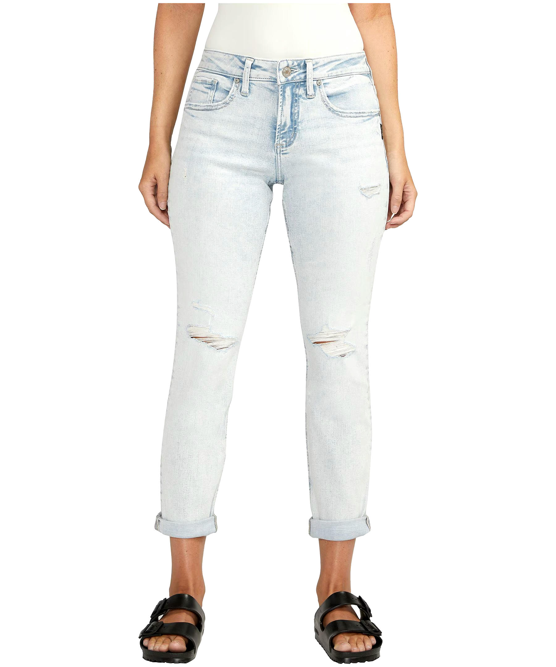 Silver Women's Boyfriend Mid Rise Curvy Fit Slim Leg Jeans