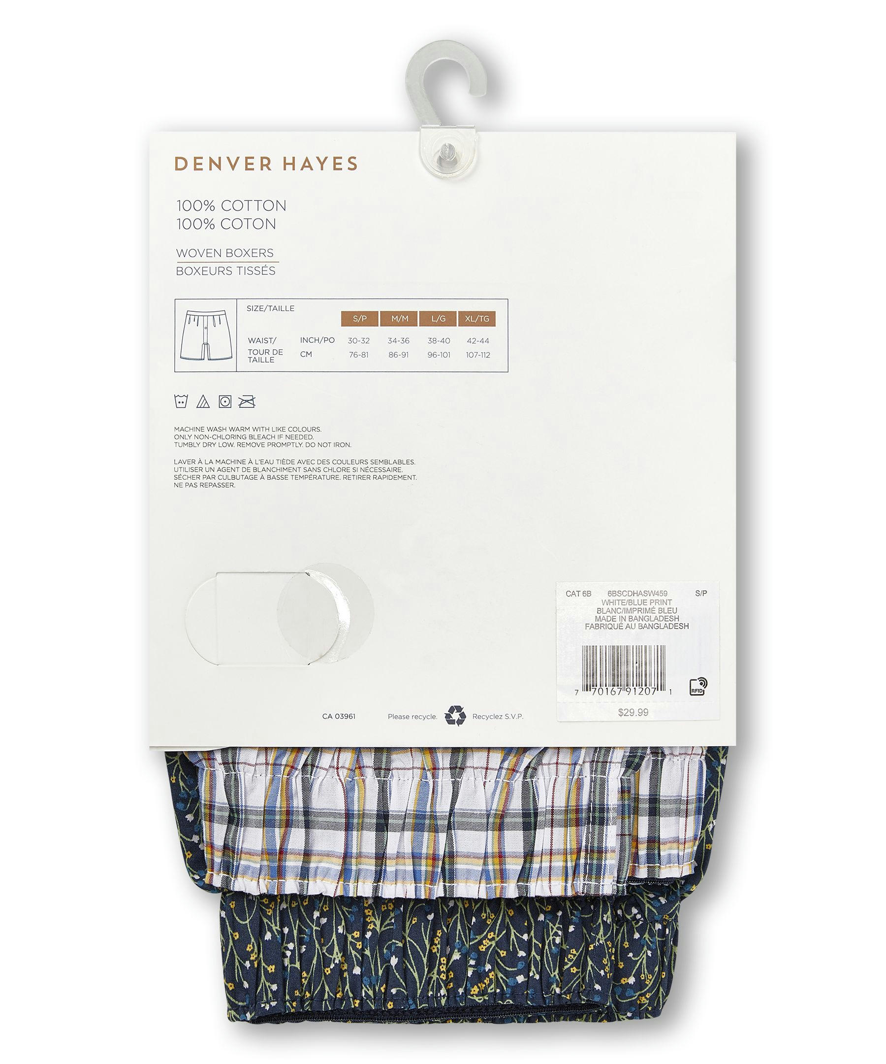 Denver Hayes Men's 2 Pack Woven Boxer