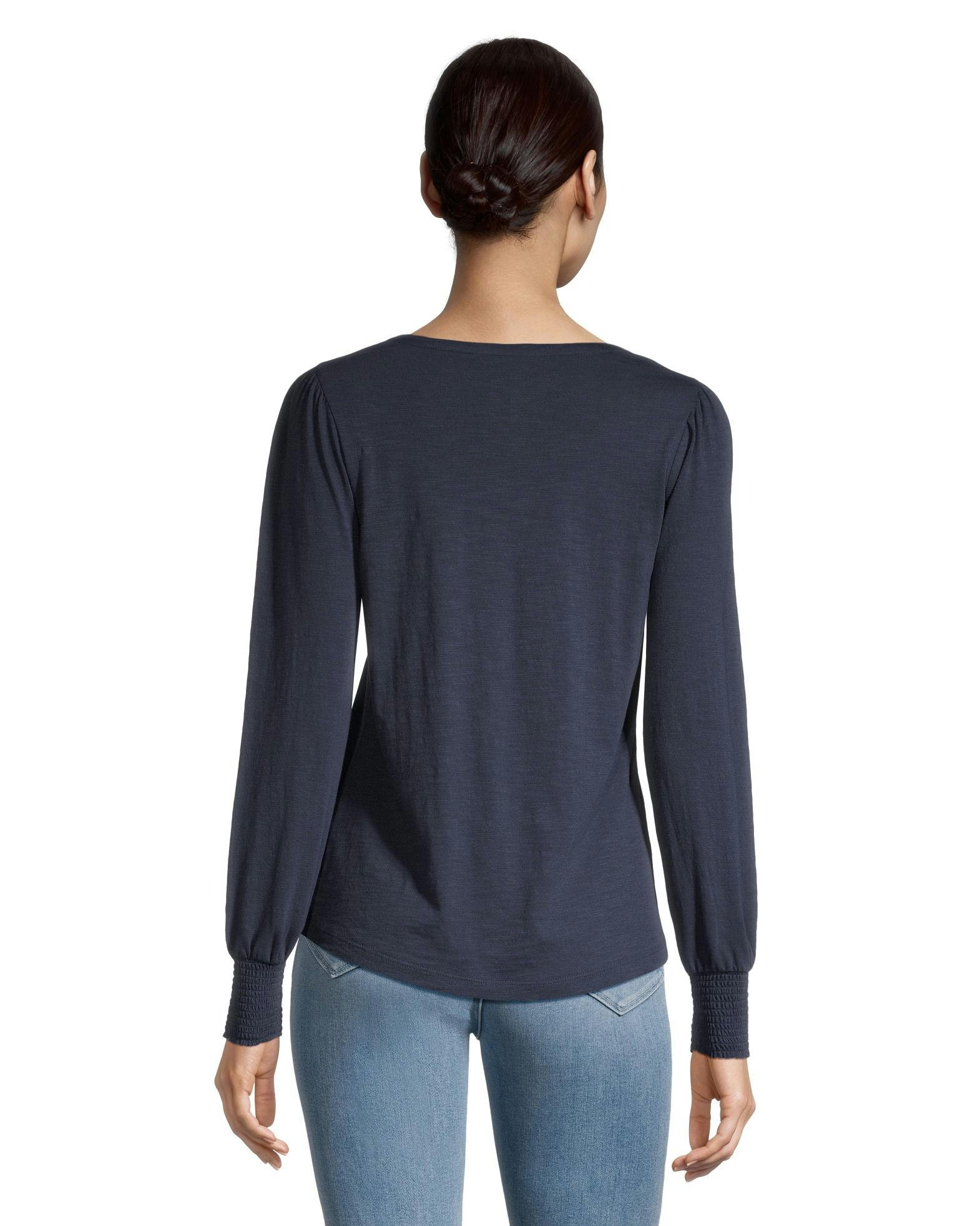 Denver Hayes Women's Semi Fitted Long Sleeve Gathered T Shirt