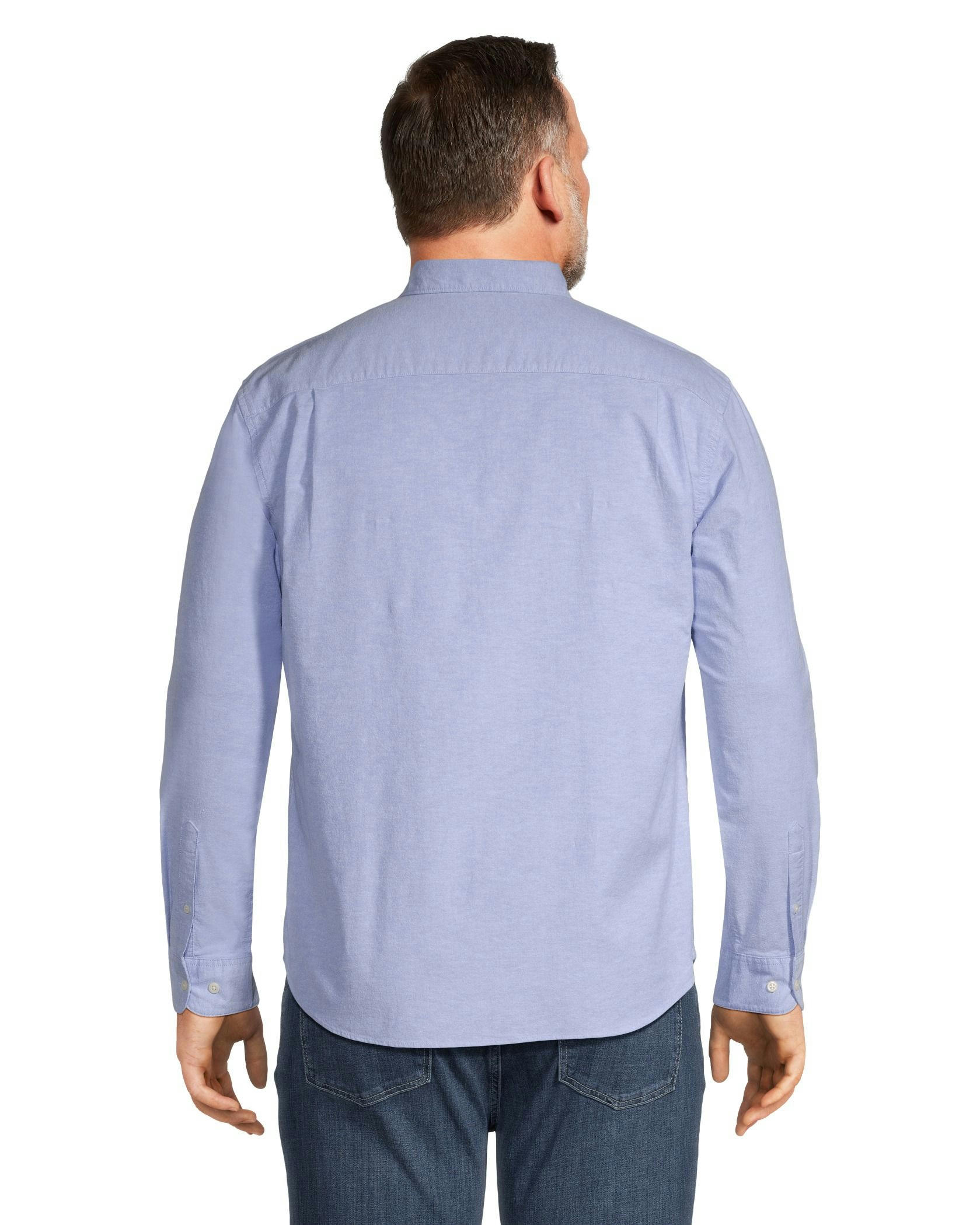 Denver Hayes Men's Long Sleeve Classic Fit Stretch Casual Oxford Shirt