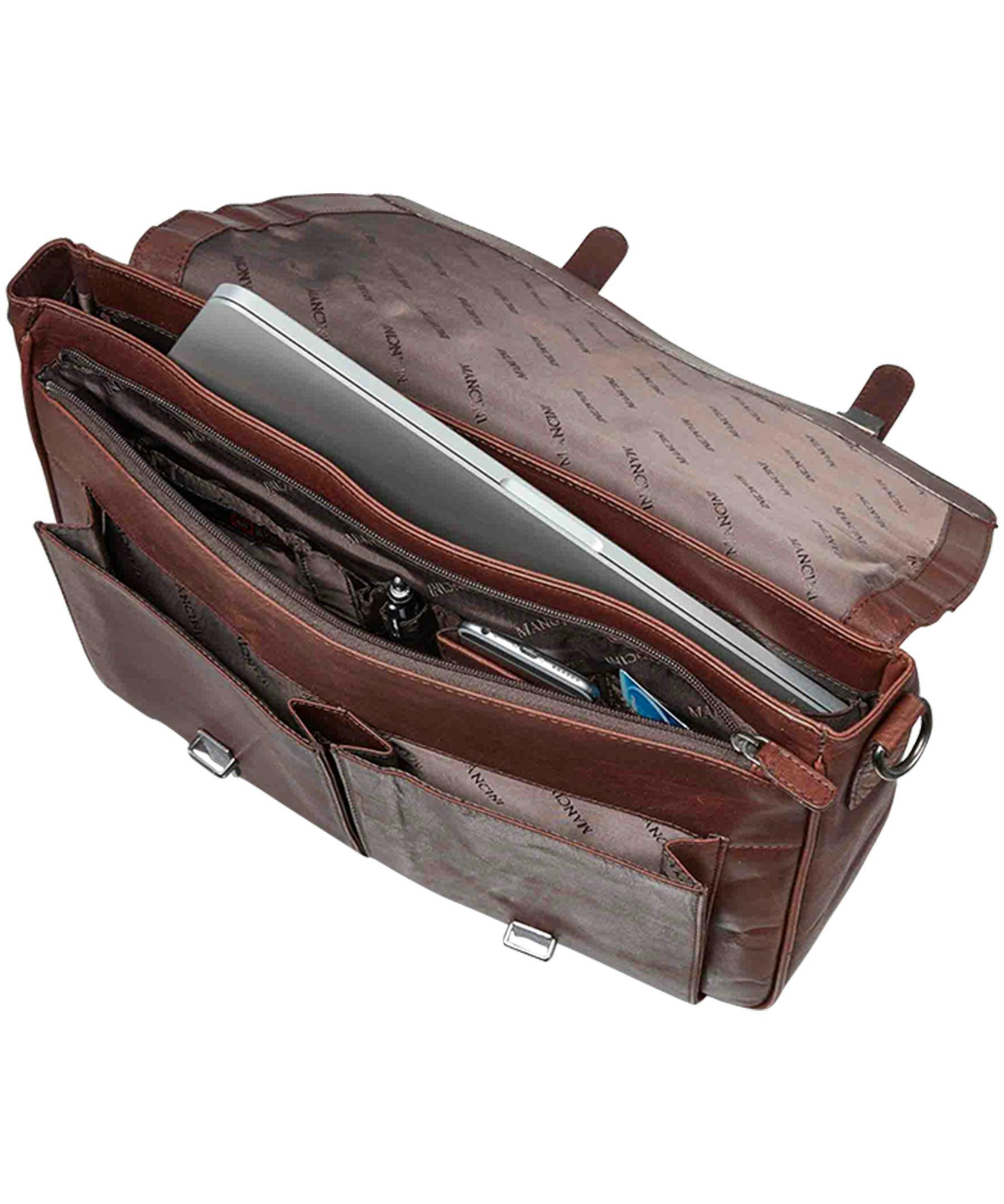 Mancini Leather Goods Men's Buffalo Laptop Briefcase Black