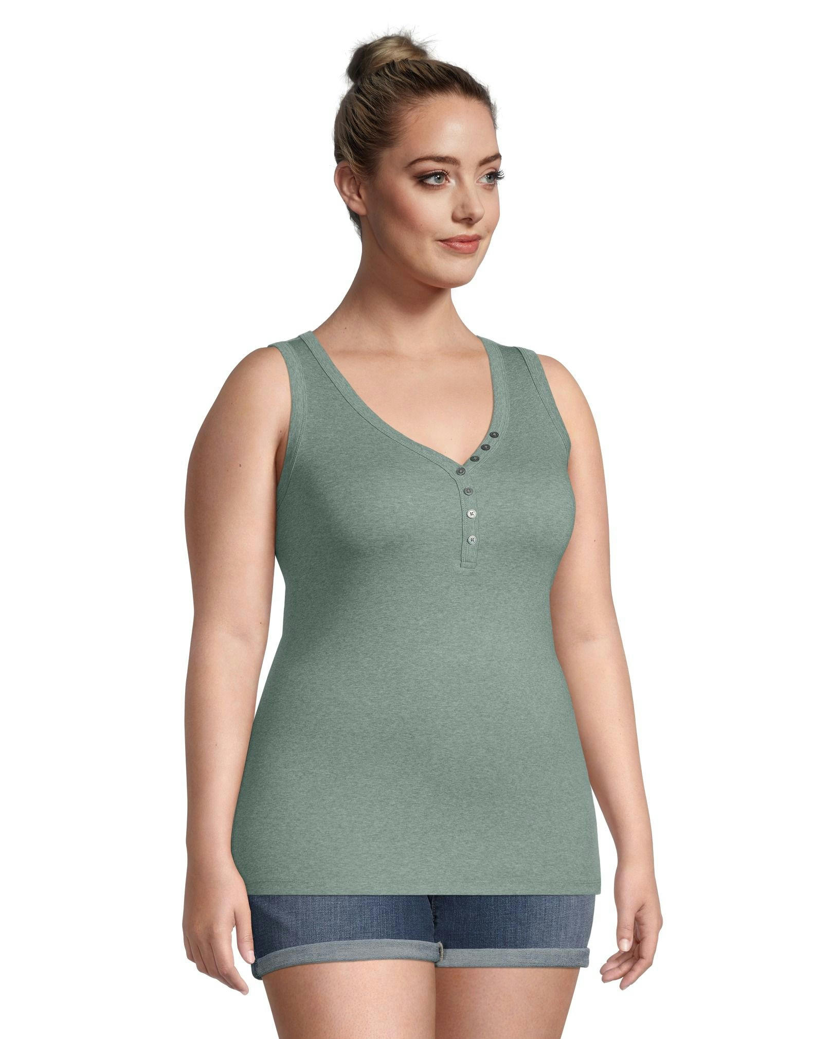 Women's Fitted Henley Tank