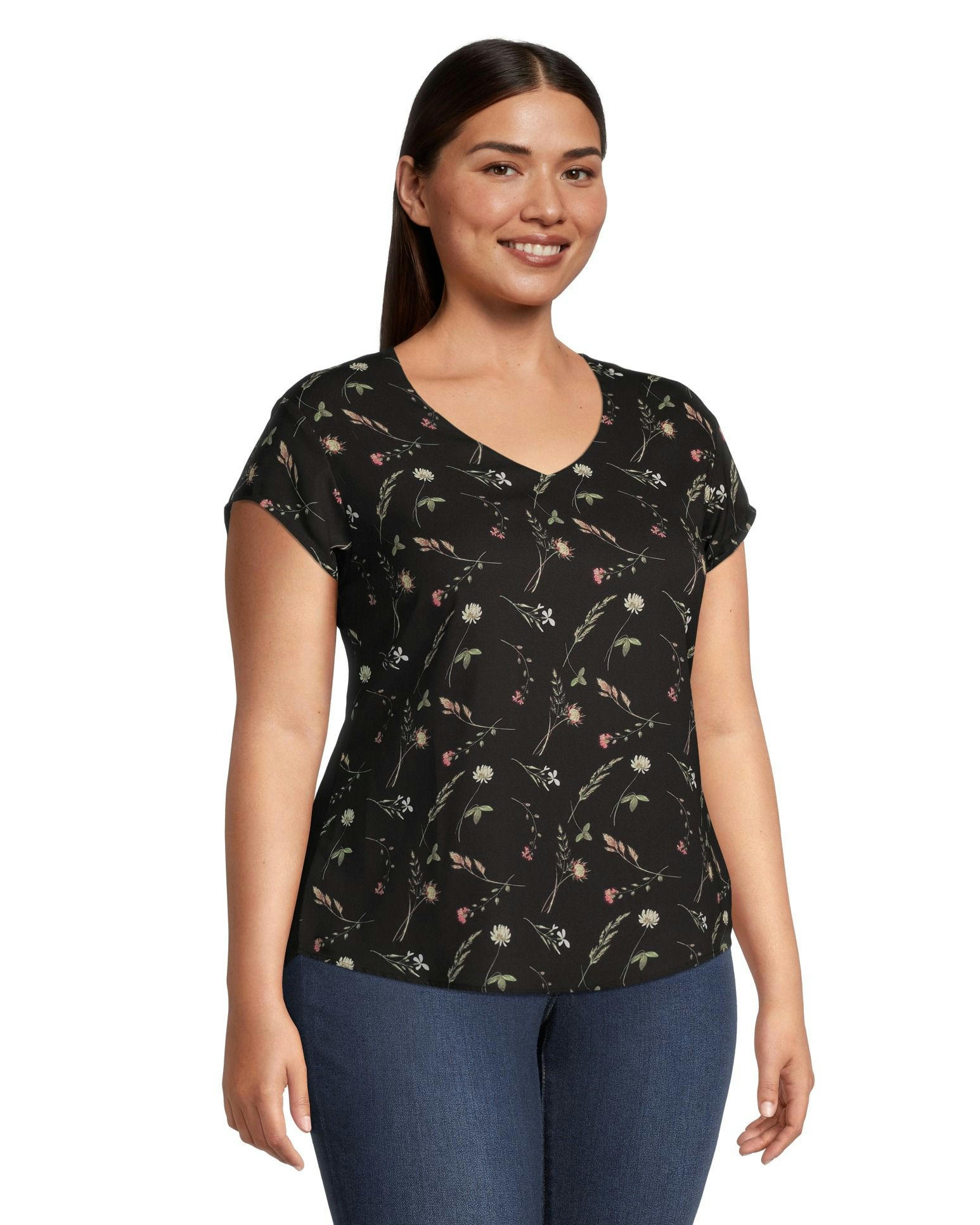 Women's Printed V-Neck Blouse