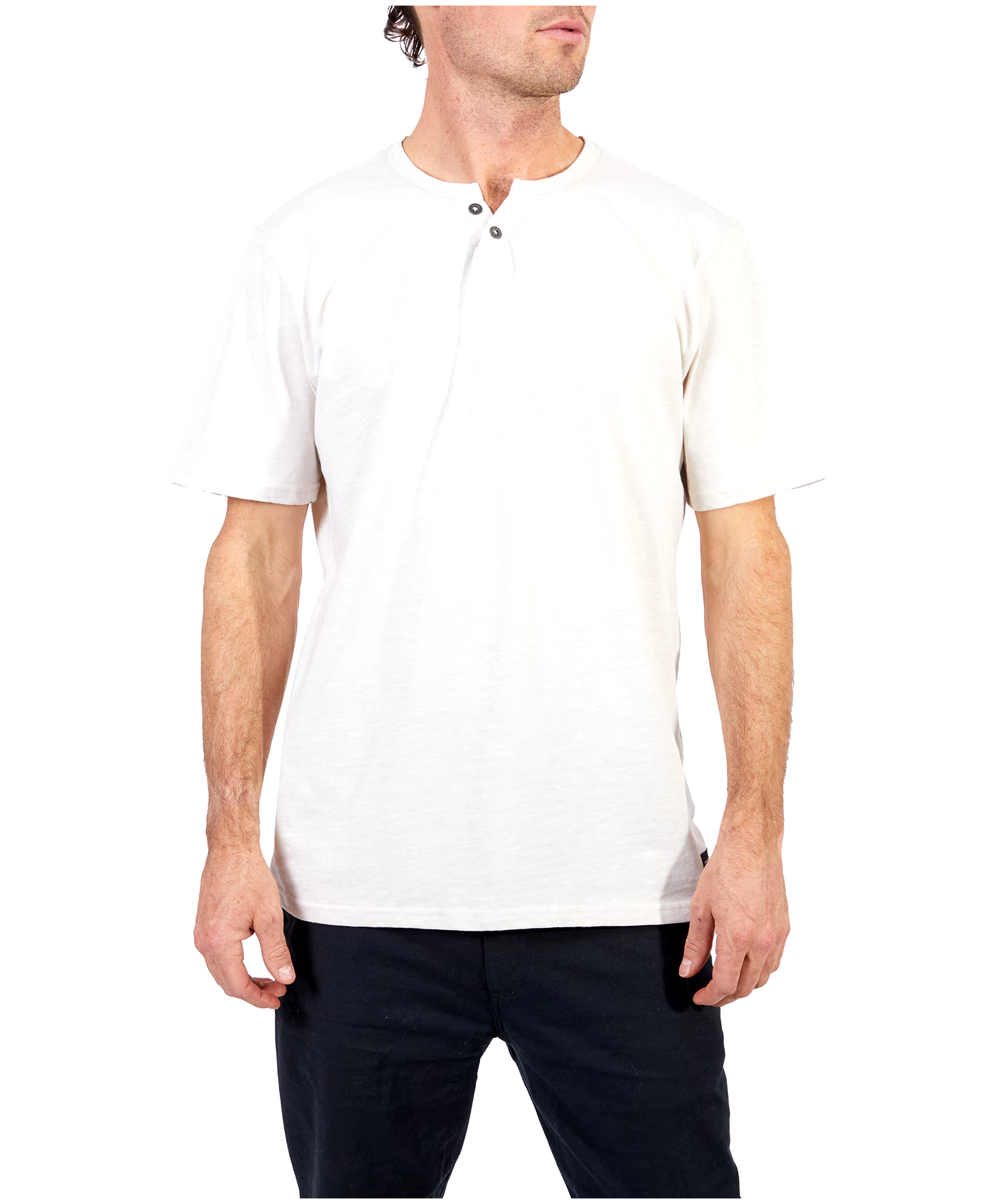 Men's 2 Button Short Sleeve Slub Henley Shirt