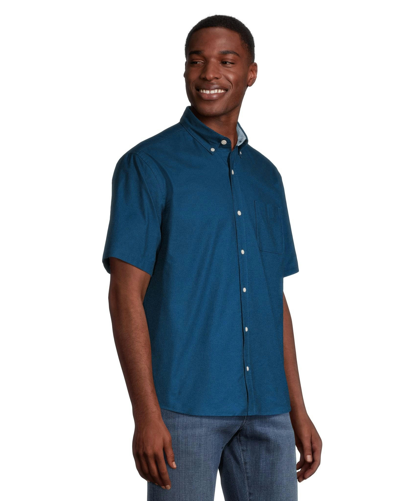 Denver Hayes Men's Oxford Casual Classic Fit Stretch Shirt