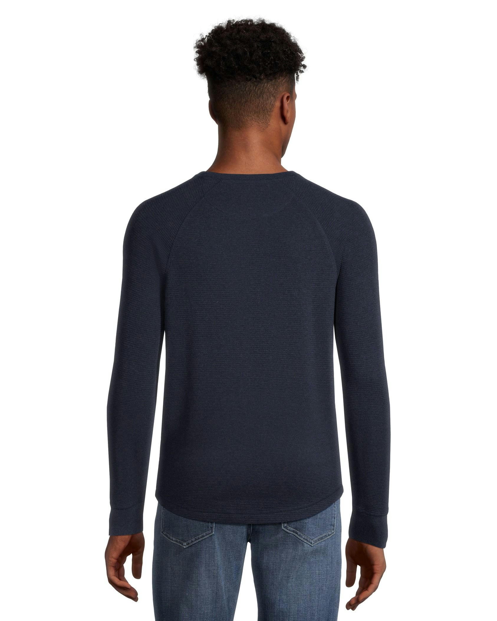 Denver Hayes Men's Long Sleeve Waffle Raglan Crewneck Knit Top
