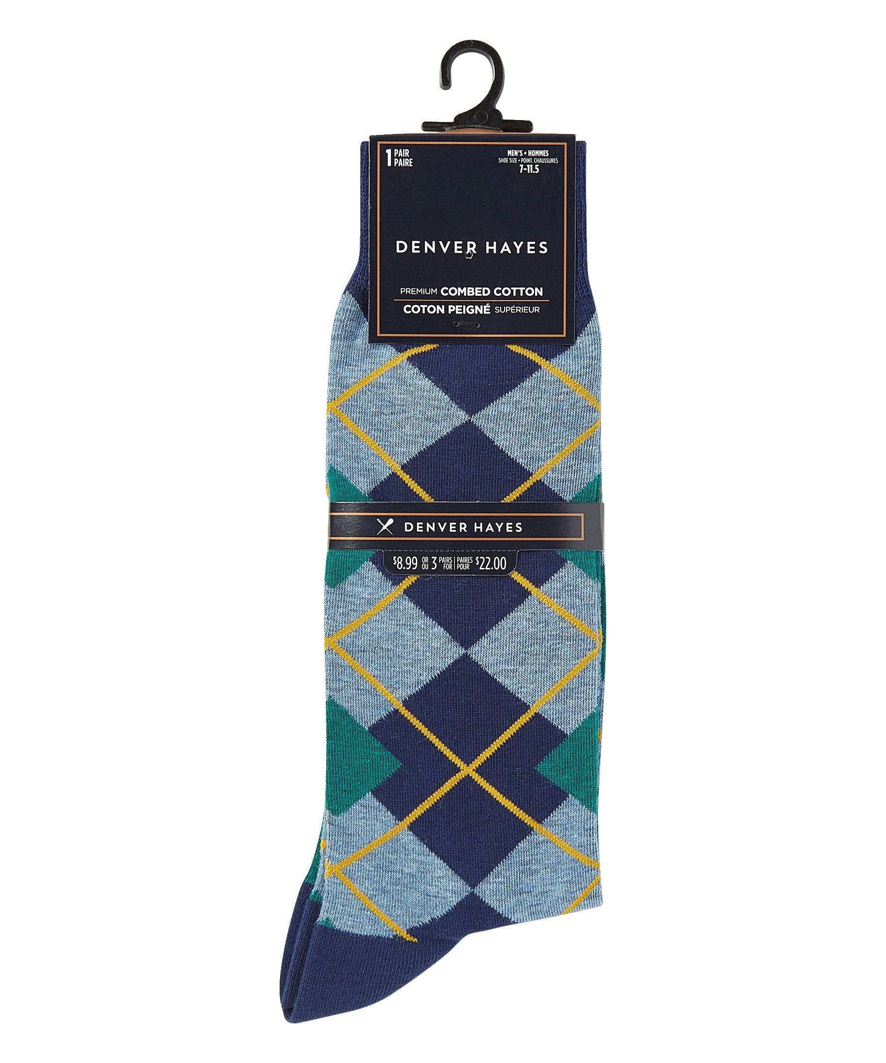 Denver Hayes Men's Novelty Geometric/Striped Crew Casual Sock