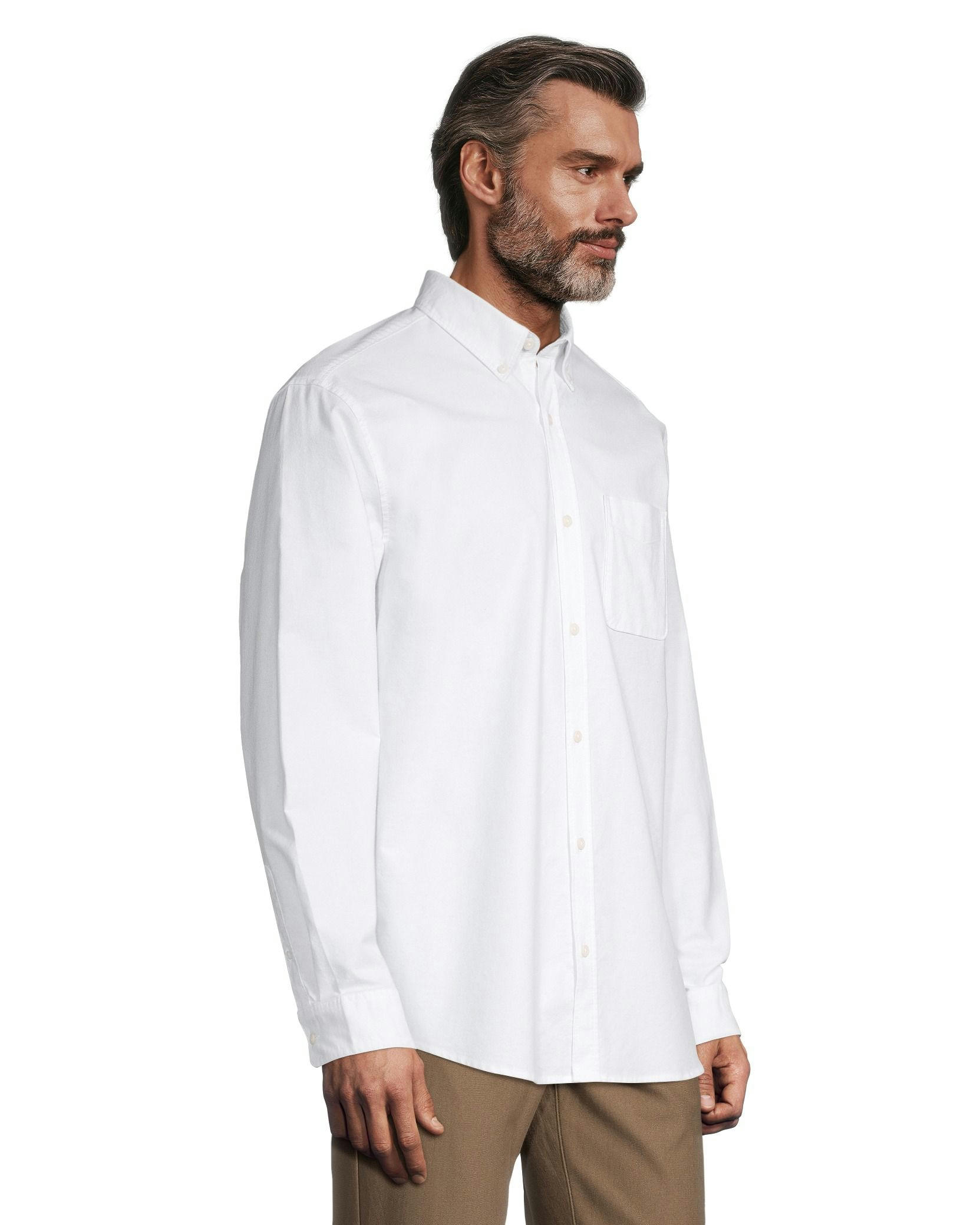 Denver Hayes Men's Long Sleeve Classic Fit Stretch Casual Oxford Shirt