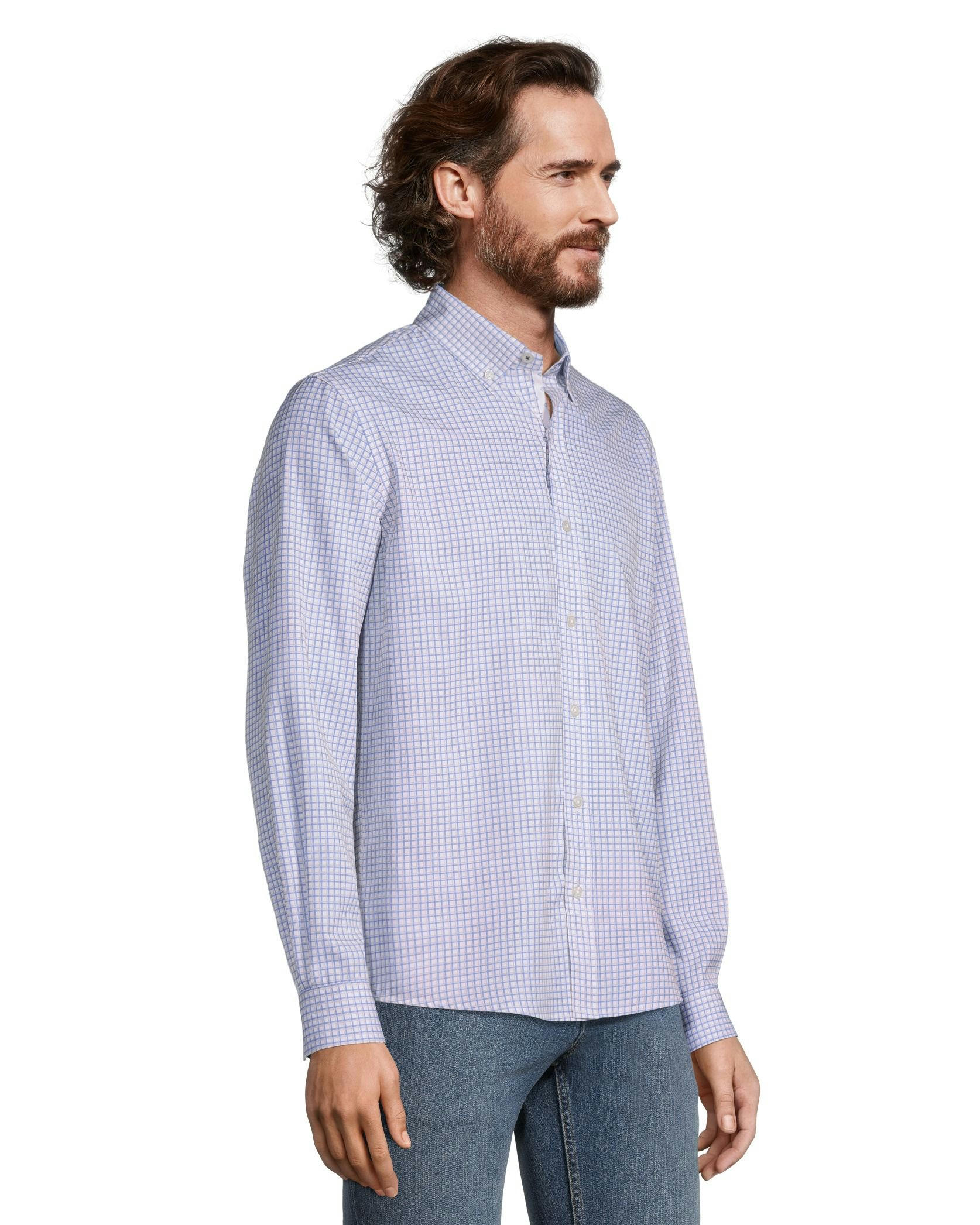 Denver Hayes Men's Hybrid 4-Way Stretch Long Sleeve Commuter Sport Shirt
