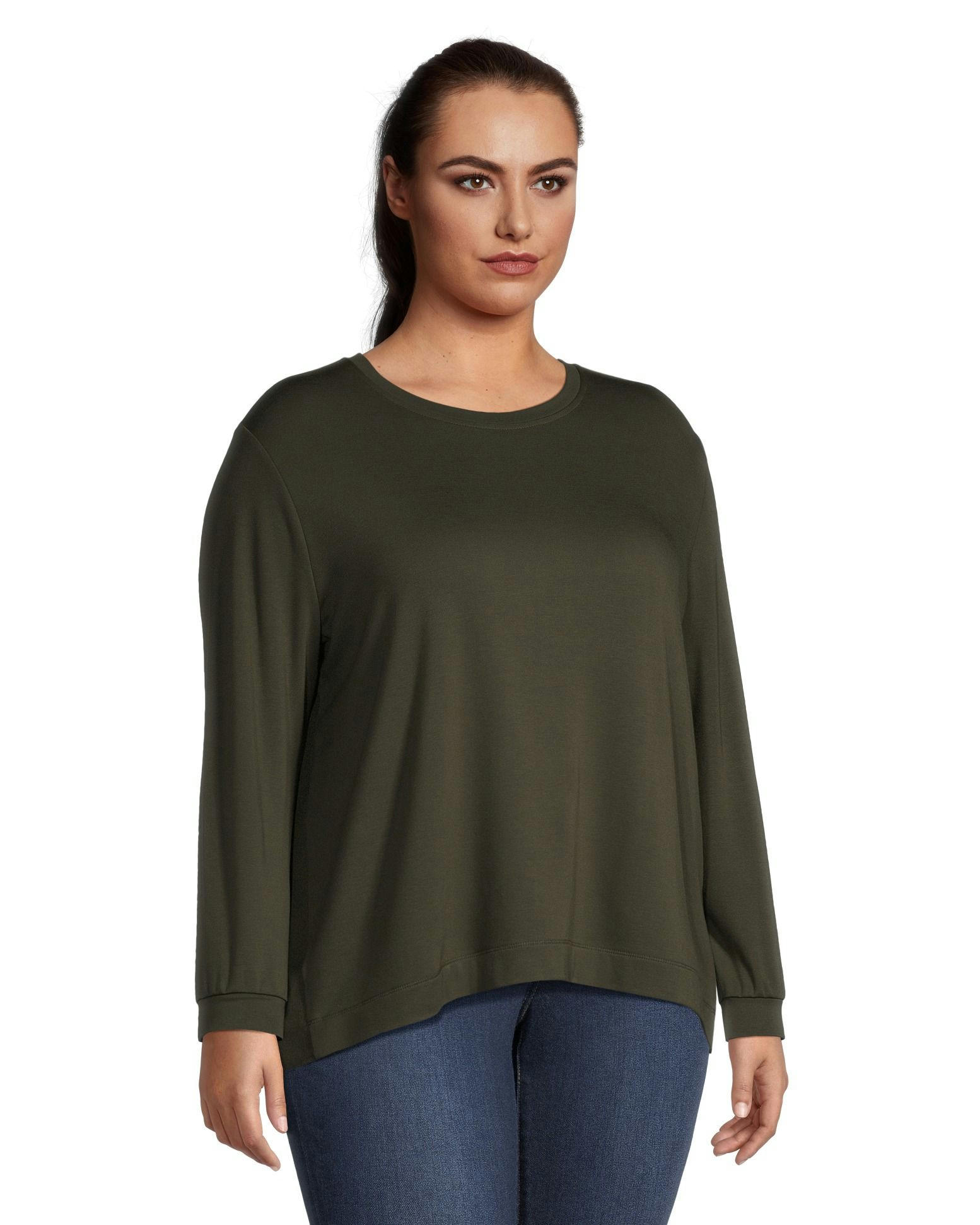 Denver Hayes Women's Relaxed Fit Long Sleeve High Low Shirt