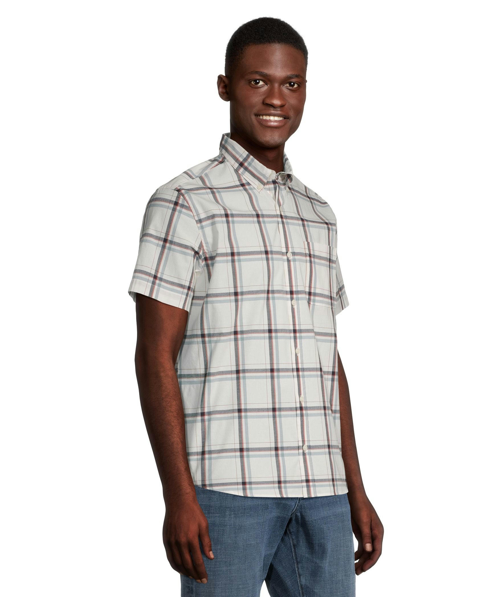 Denver Hayes Men's Modern Fit Short Sleeve Plaid Casual Sport Shirt