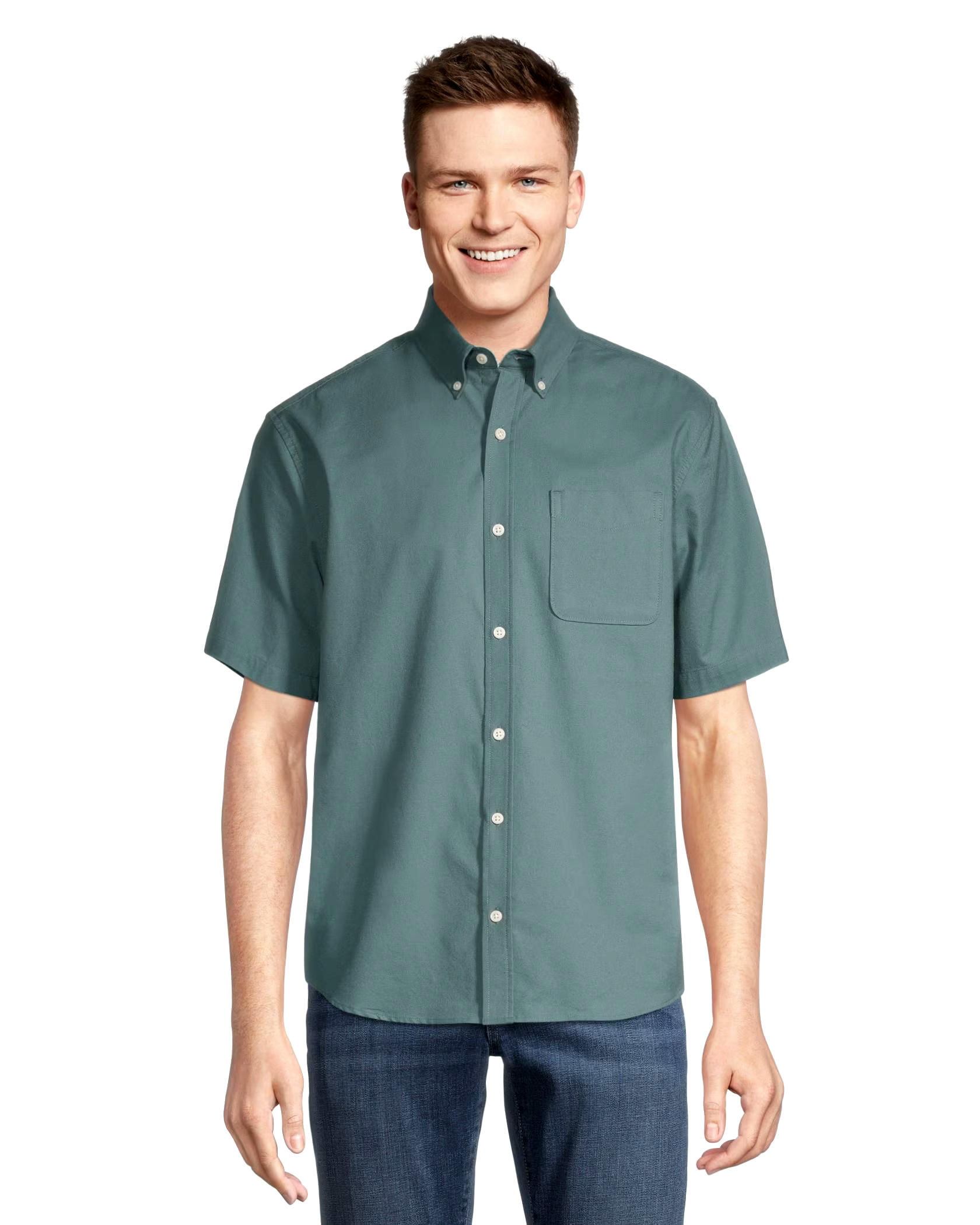 Denver Hayes Men's Classic Fit Short Sleeve Oxford Casual Shirt