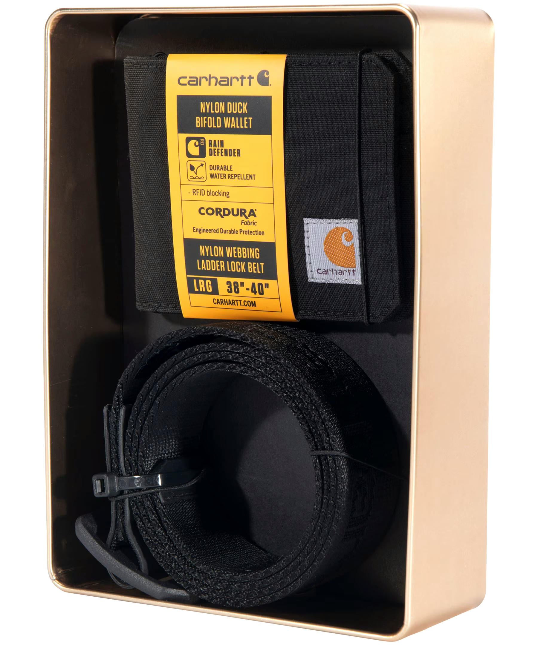 Carhartt Men's Heavy-Duty Belt & Nylon Wallet Gift Set, Black
