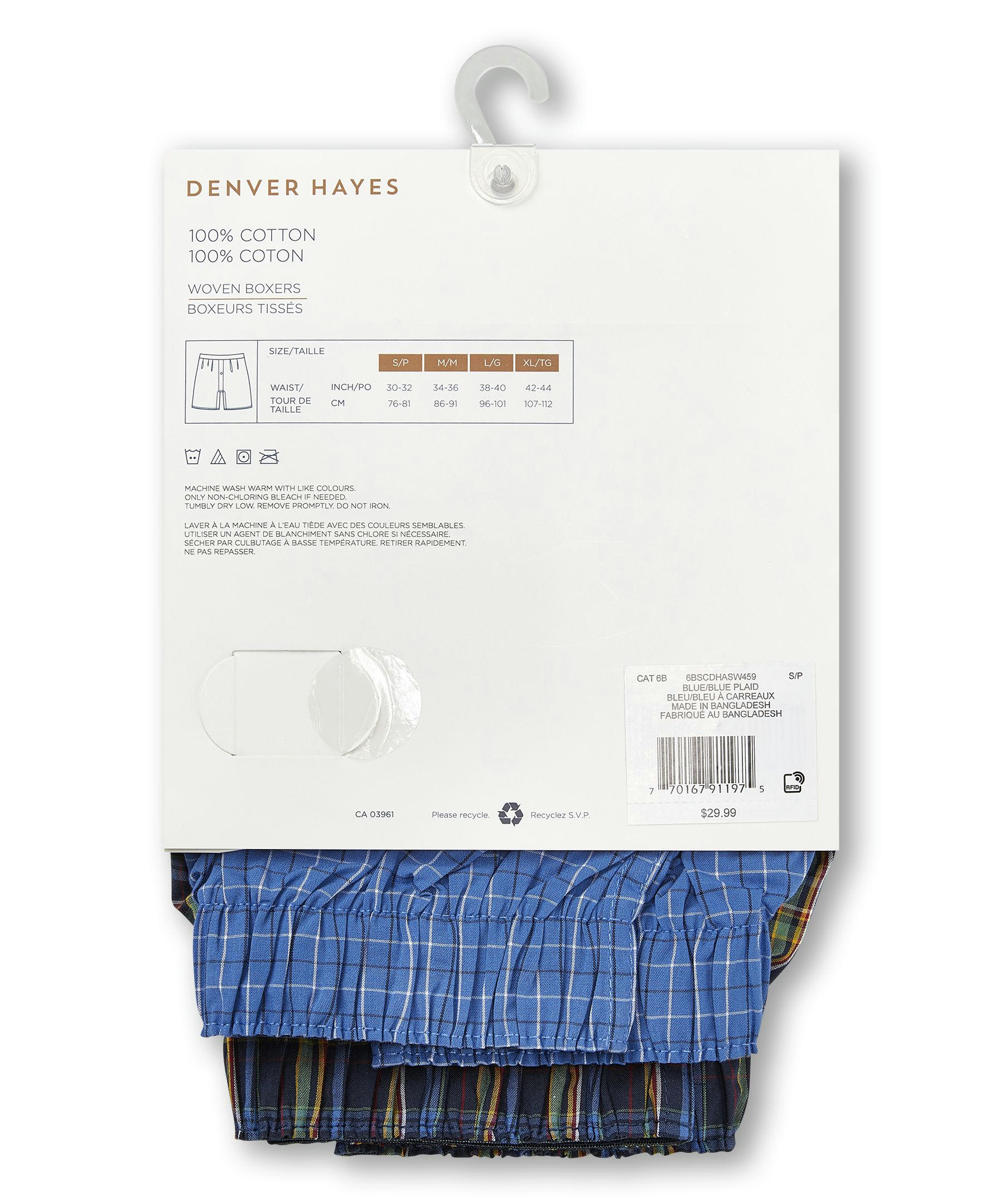 Denver Hayes Men's 2 Pack Woven Boxer