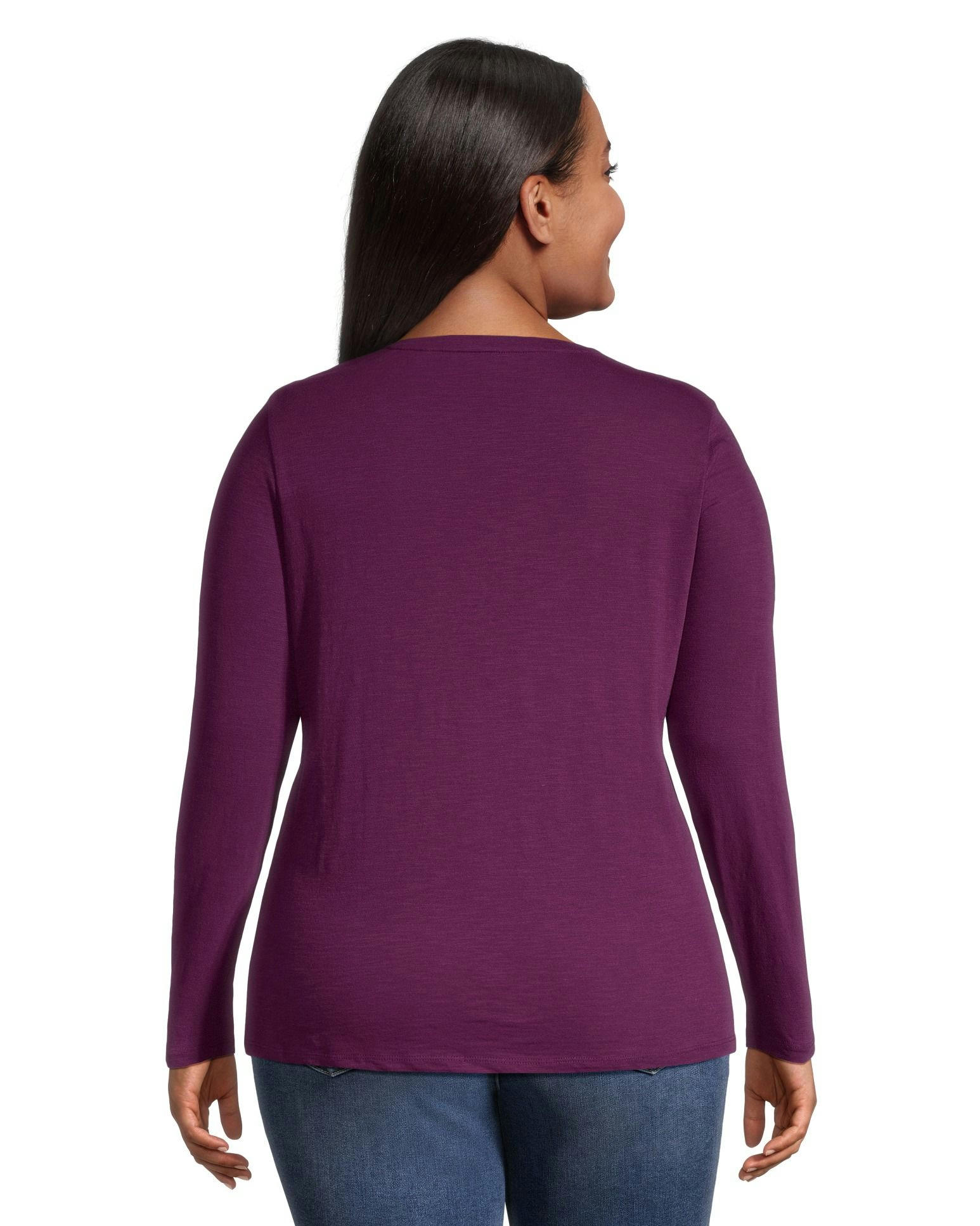 Denver Hayes Women's Semi Fitted Long Sleeve Crewneck T Shirt