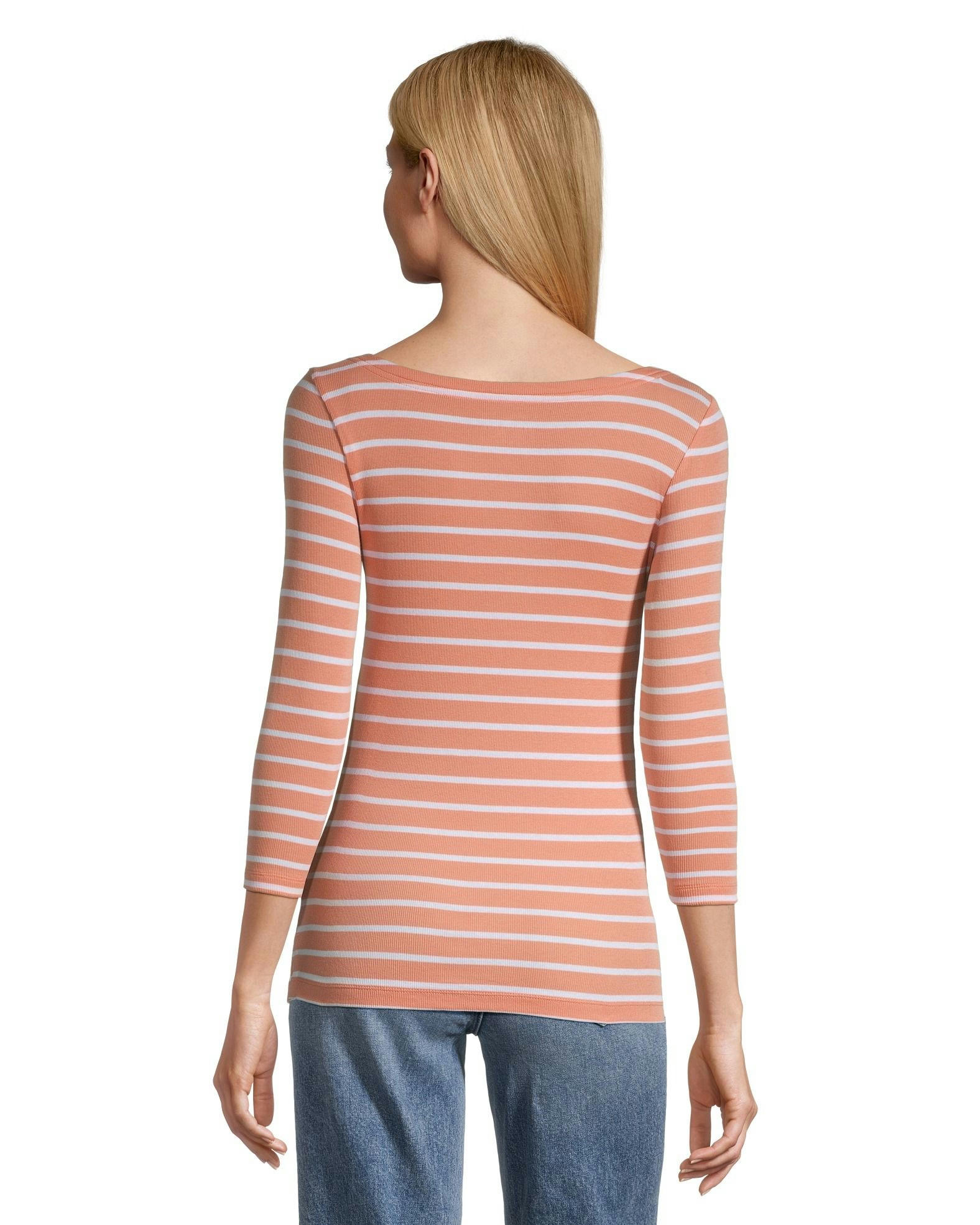 Denver Hayes Women's Fitted Three Quarter Sleeve Boatneck Shirt