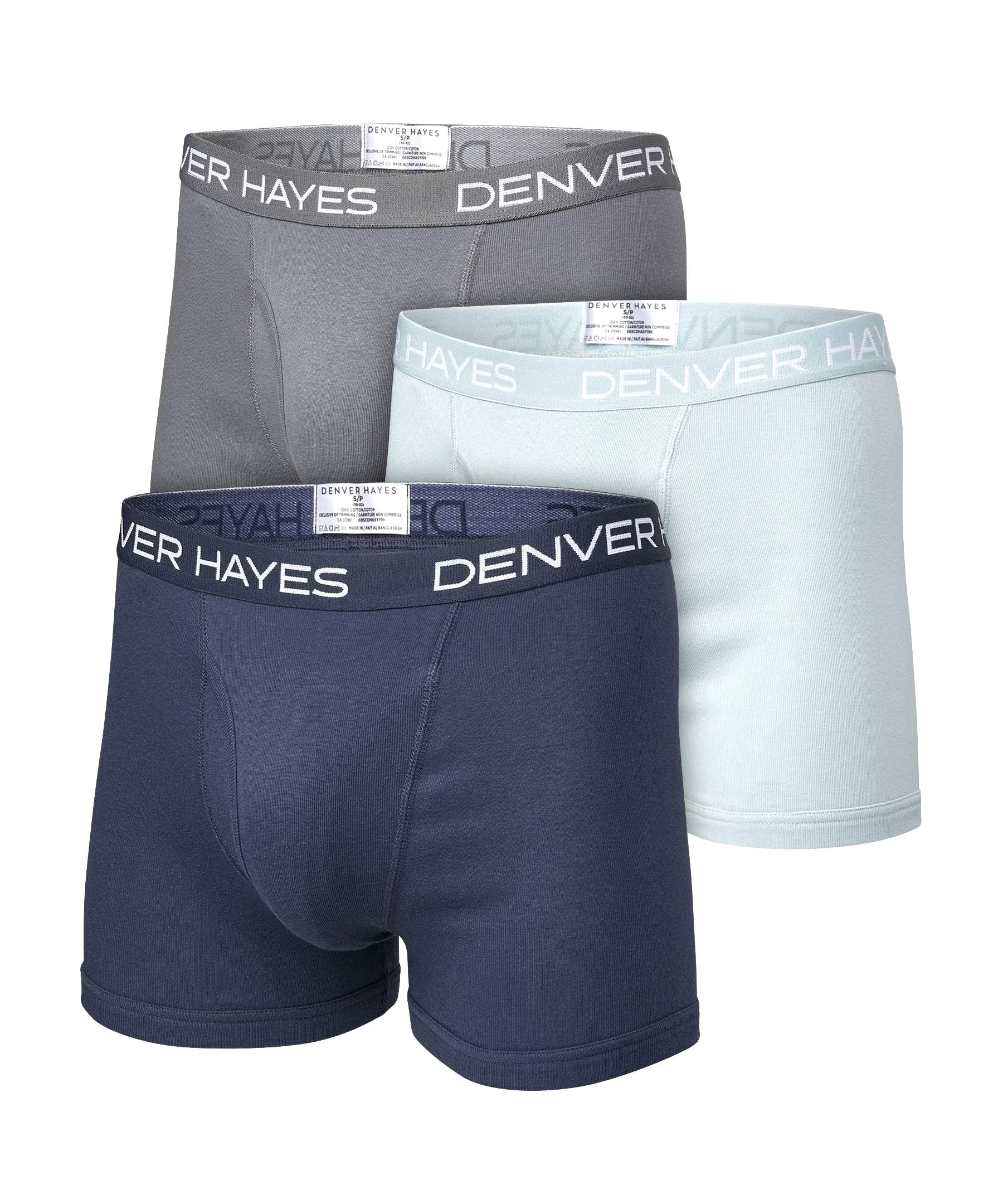 Denver Hayes Men's 3 Pack Solid Boxer Briefs
