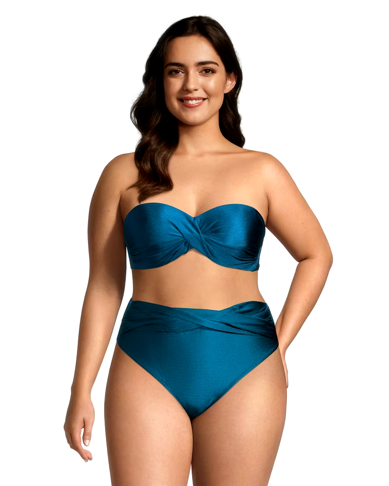 Women's Shimmer Twist Bandeau Bikini Swim Top