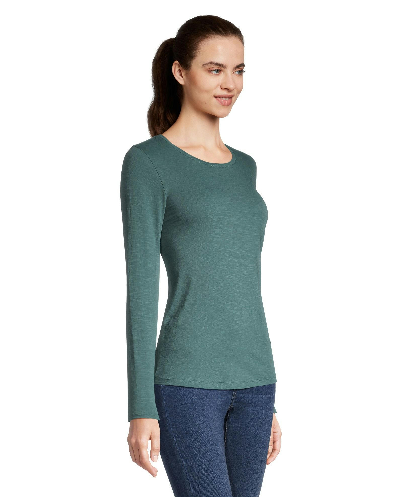 Denver Hayes Women's Semi Fitted Long Sleeve Crewneck T Shirt