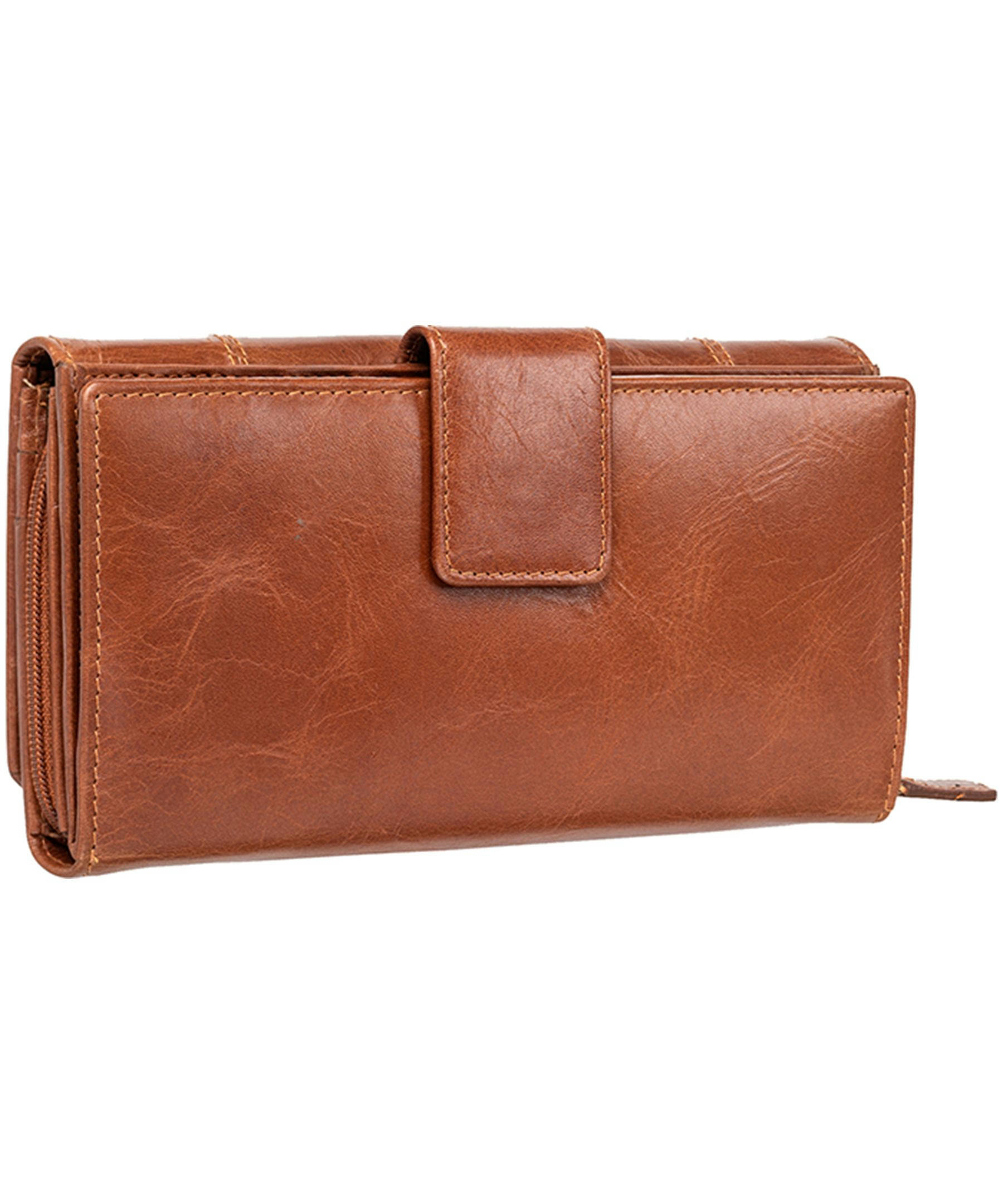Mancini Leather Goods Women's Casablanca RFID Secure Medium Clutch Wallet Cognac