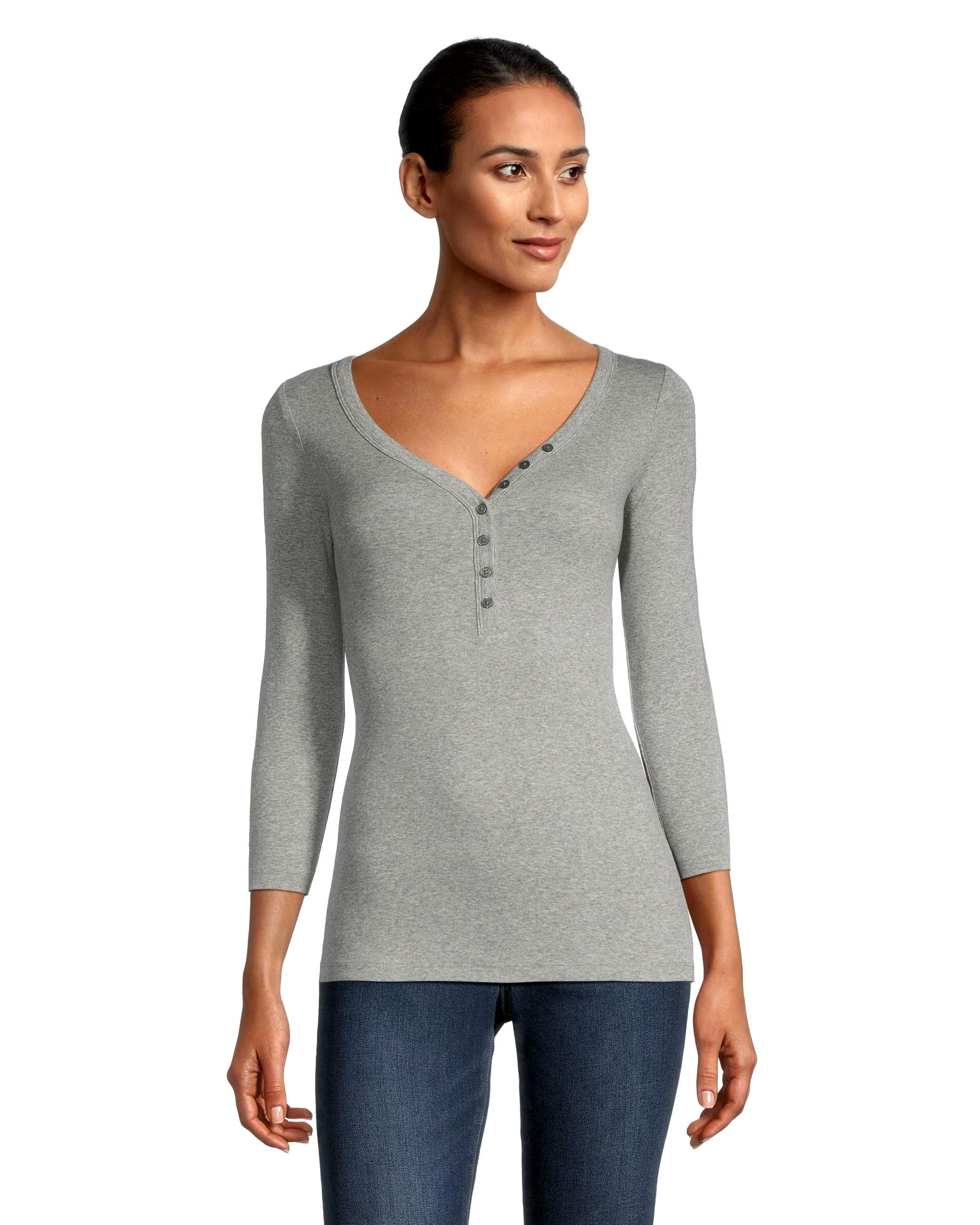 Denver Hayes Fitted 3/4 Length Sleeves Y Neck T Shirt