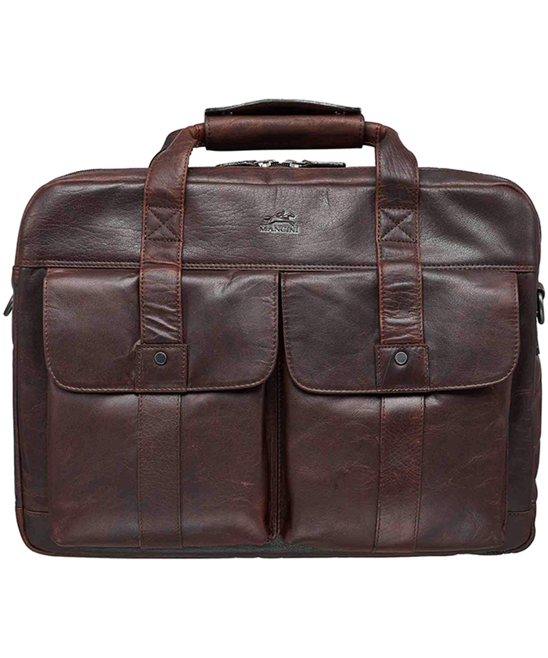 Mancini Leather Goods Men's Buffalo Laptop Briefcase Black