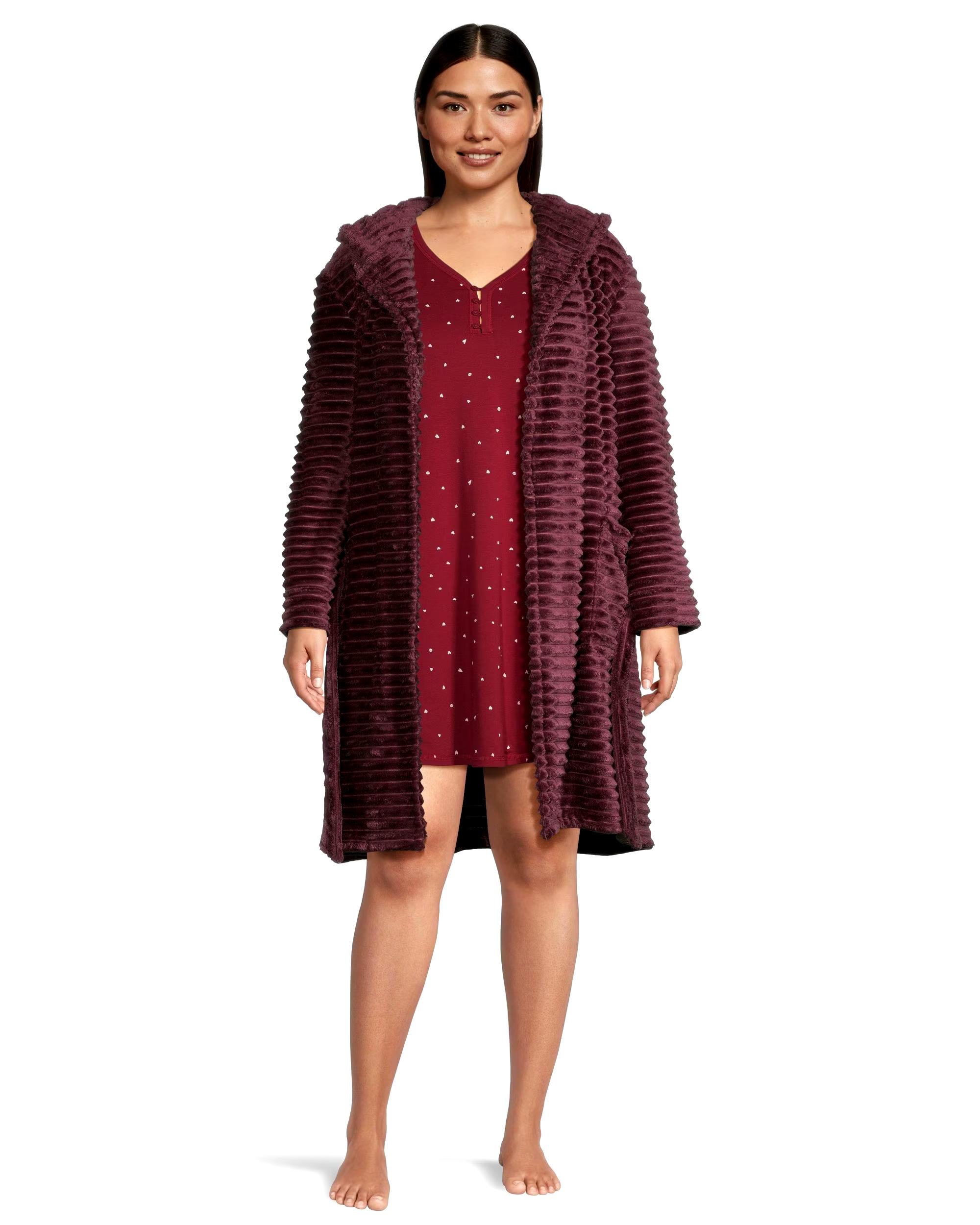 Denver Hayes Women's Short Cut Plush Velour Hooded Robe