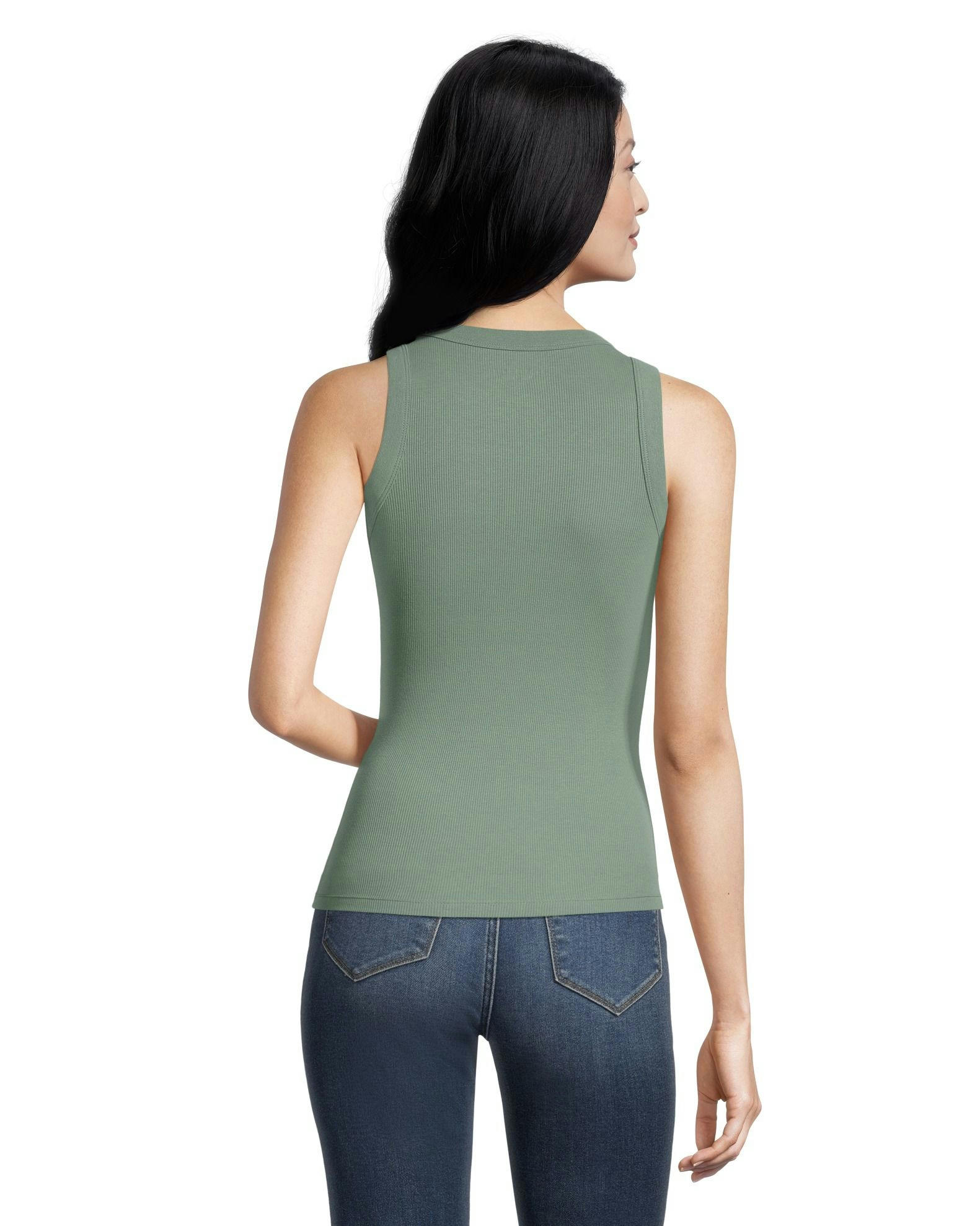Women's Semi-Fitted High Neck Rib Tank