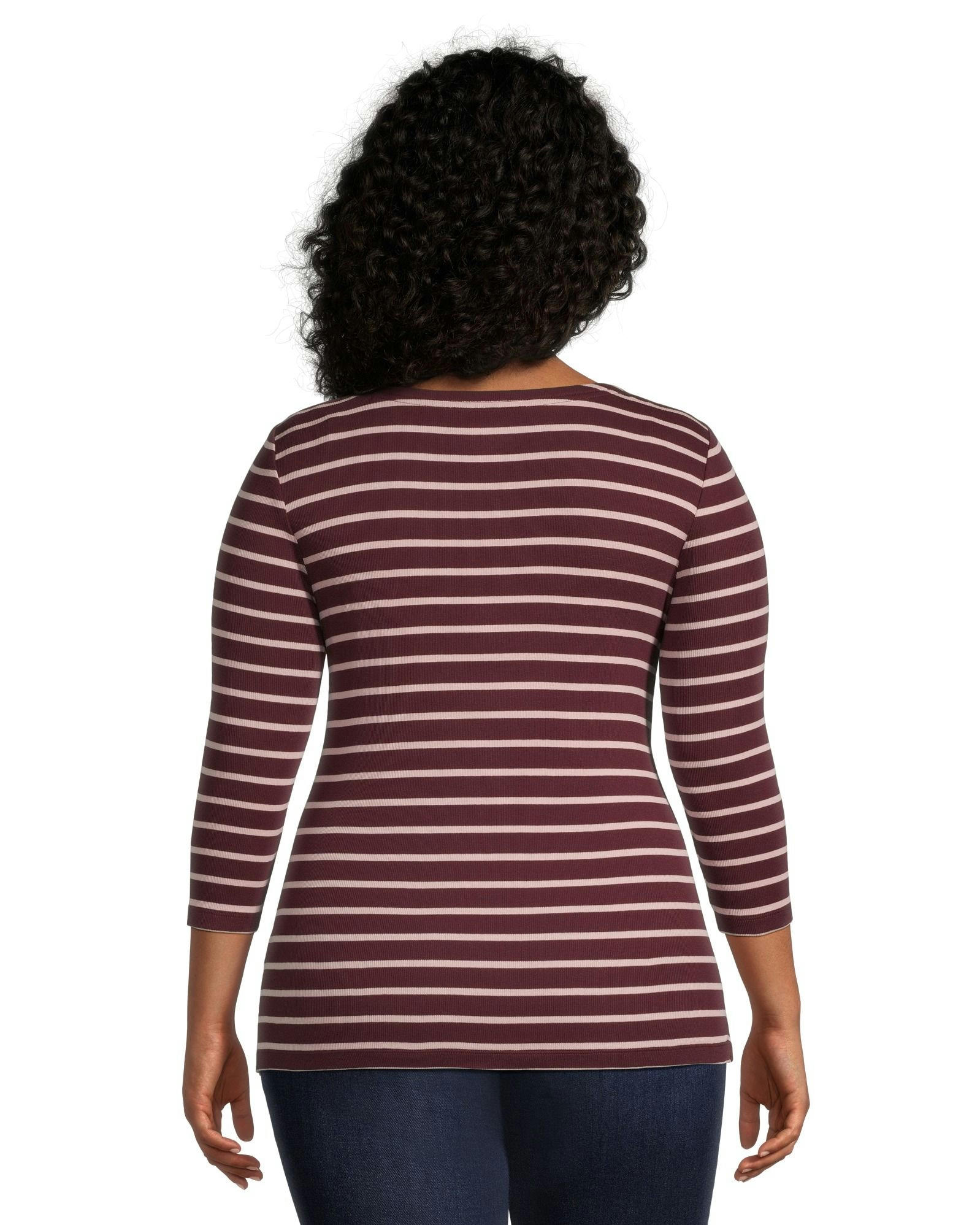 Denver Hayes Women's Fitted Three Quarter Sleeve Boatneck Shirt