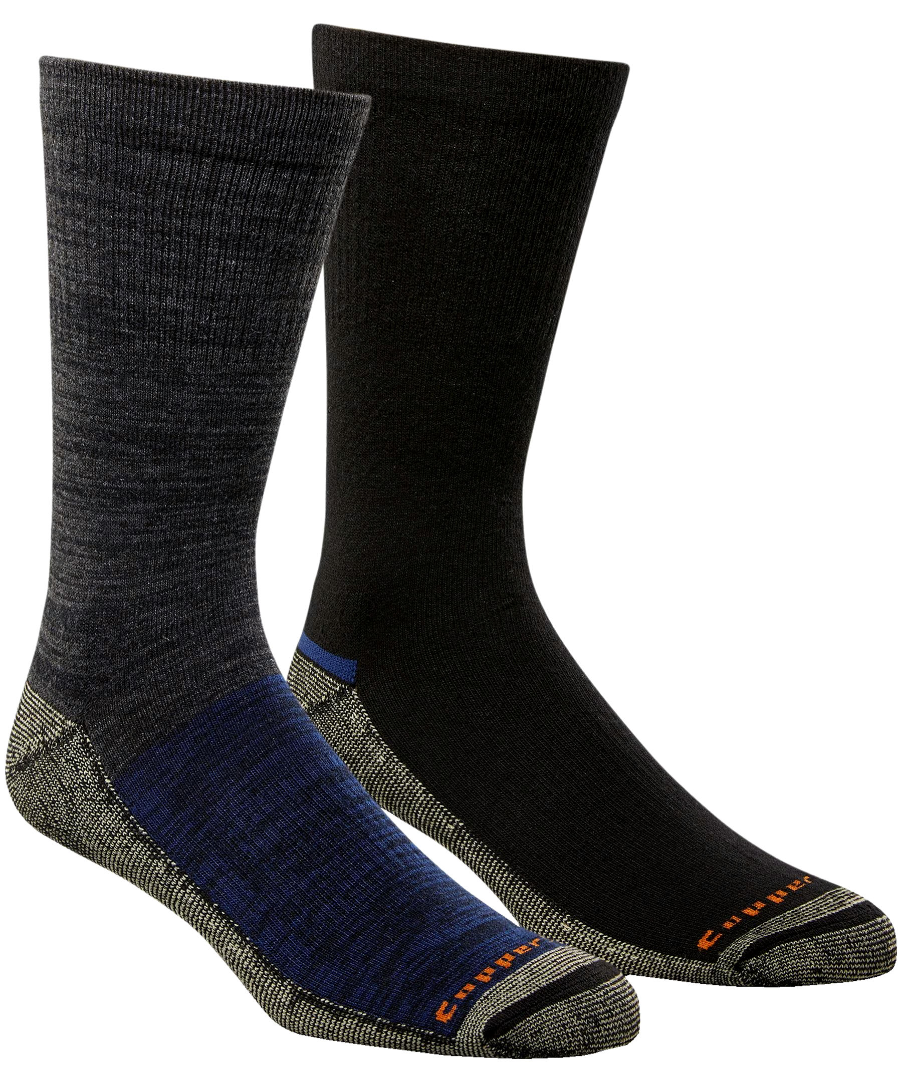 Copper Sole Men's 2 Pack Outdoor Moisture Guard Technology Light Cushioned Crew Socks