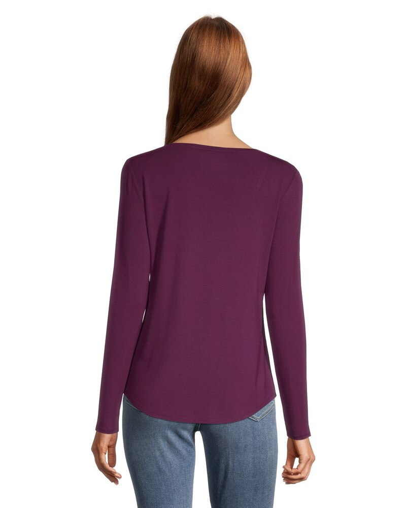 Denver Hayes Women's Long Sleeve Relaxed Fit Scoop Neck T Shirt