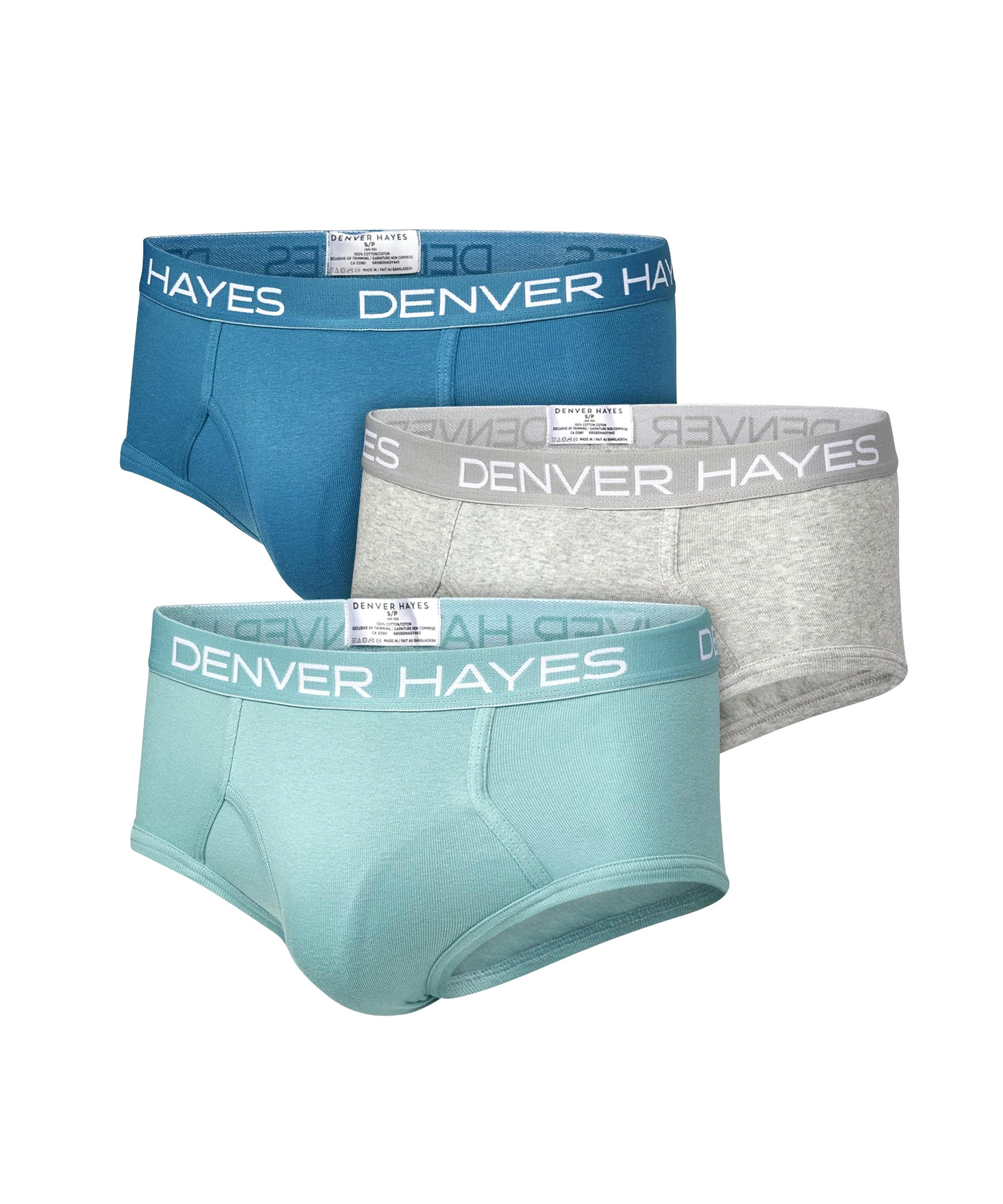 Denver Hayes Men's 3 Pack Solid Basic Briefs Underwear
