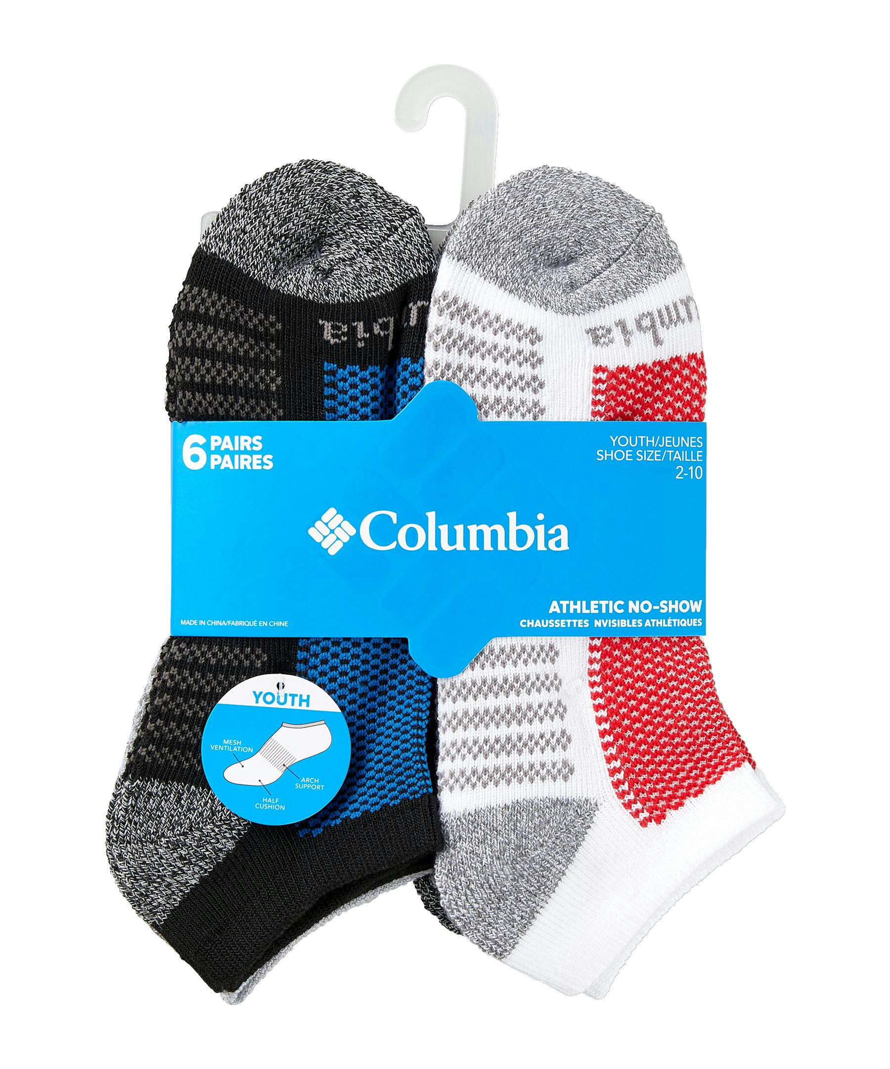Columbia Kids' 6 Pack Athletic No Show Socks