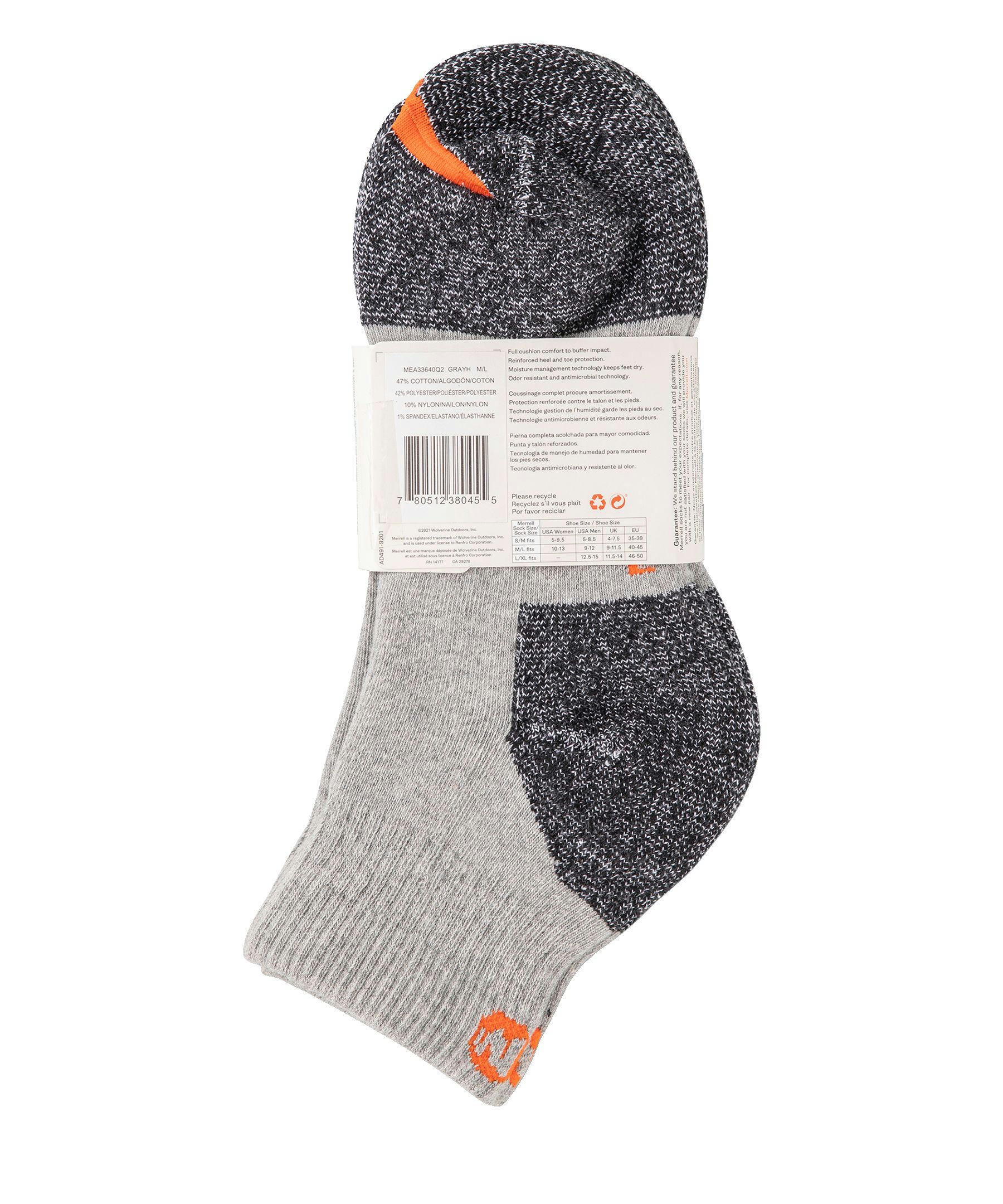 Merrell Men's 2-Pack Cotton Safety Toe Crew Socks