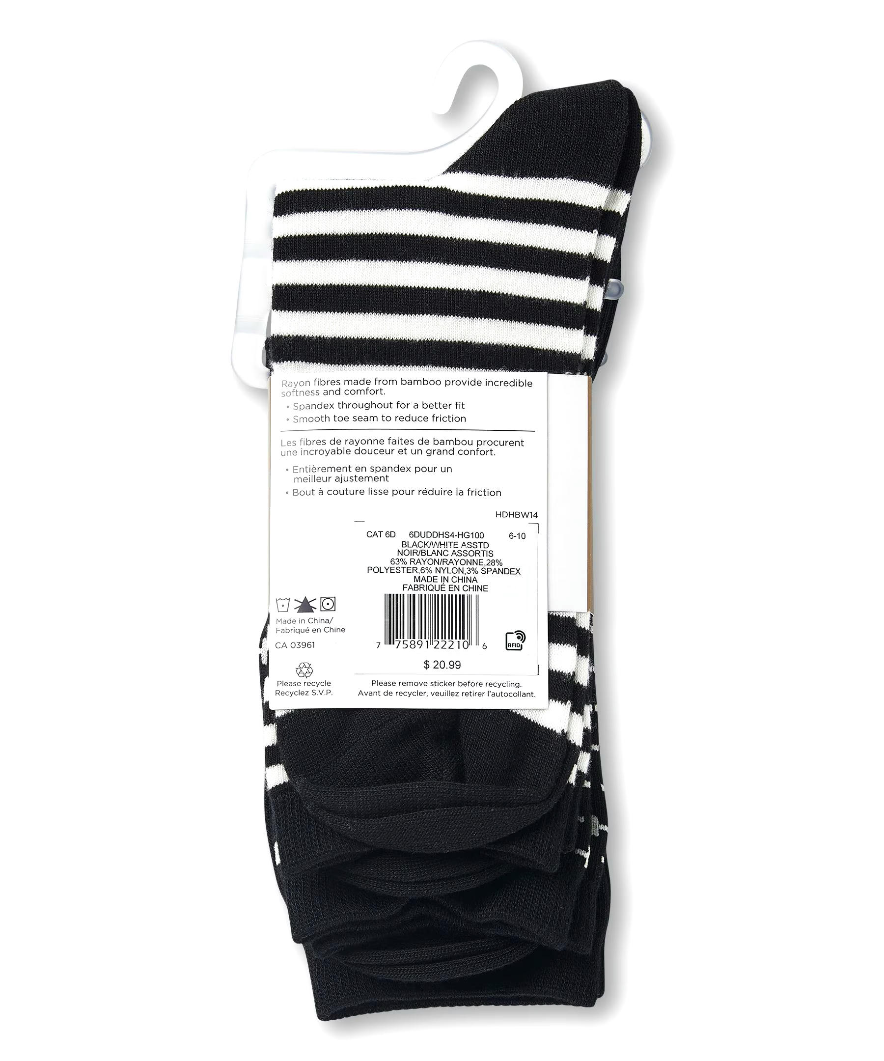 Denver Hayes Women'sCrew Cut Socks, 3 Pack