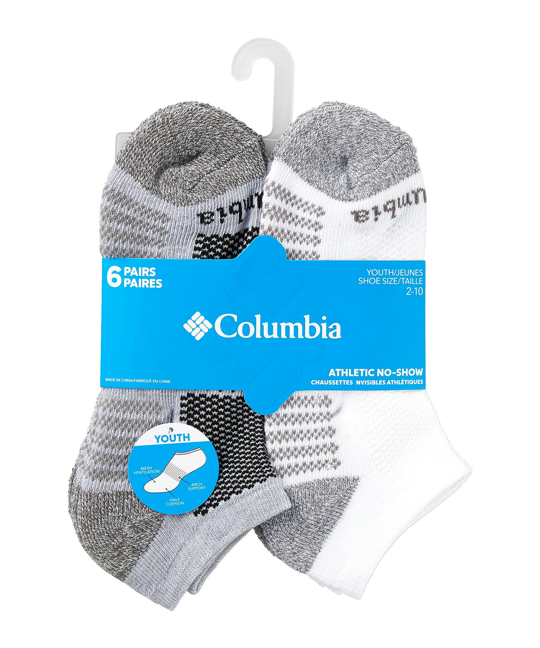 Columbia Kids' 6 Pack Athletic No Show Socks