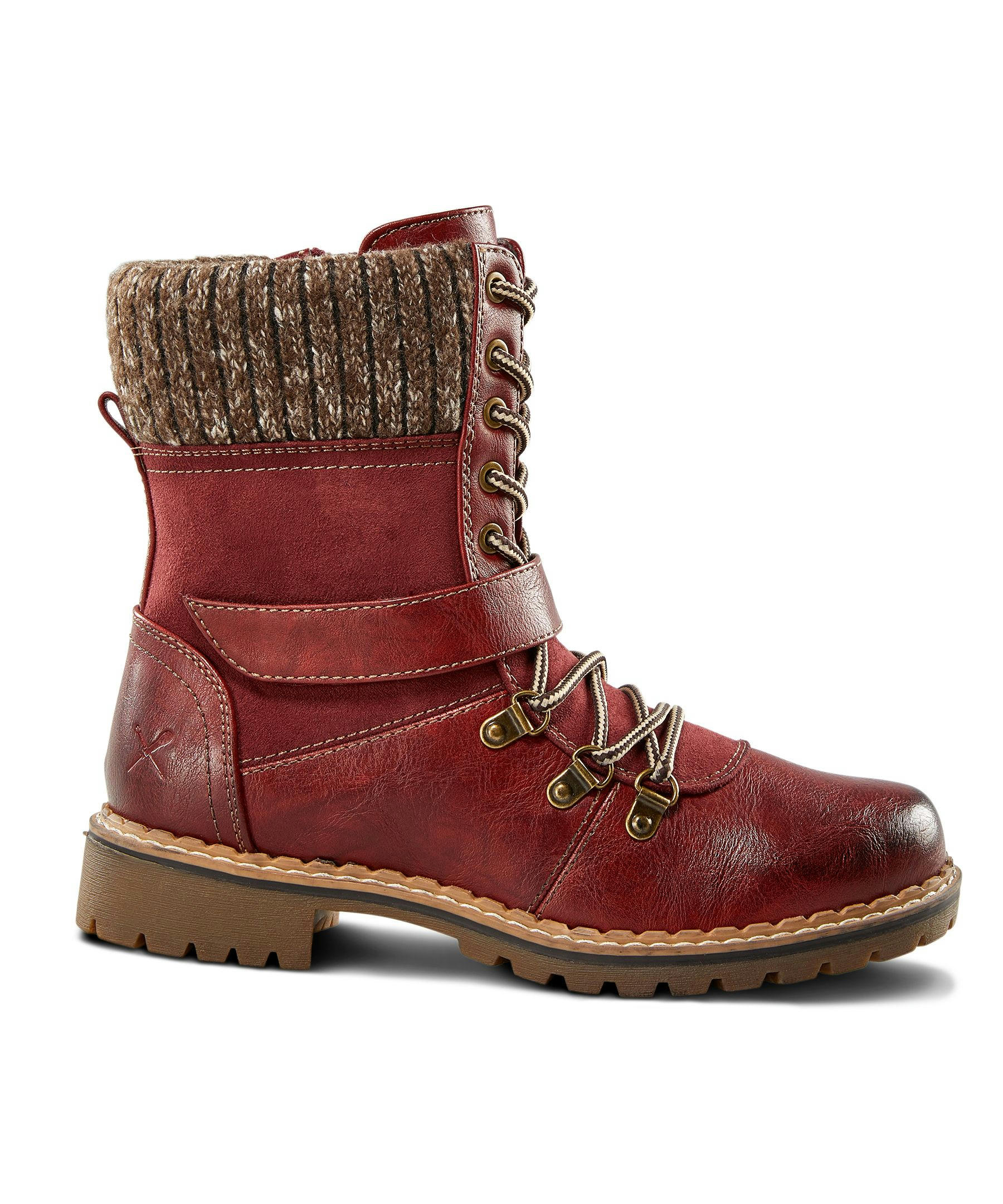 Denver Hayes Women's Cherry Lined Lace Up Boots - Burgundy