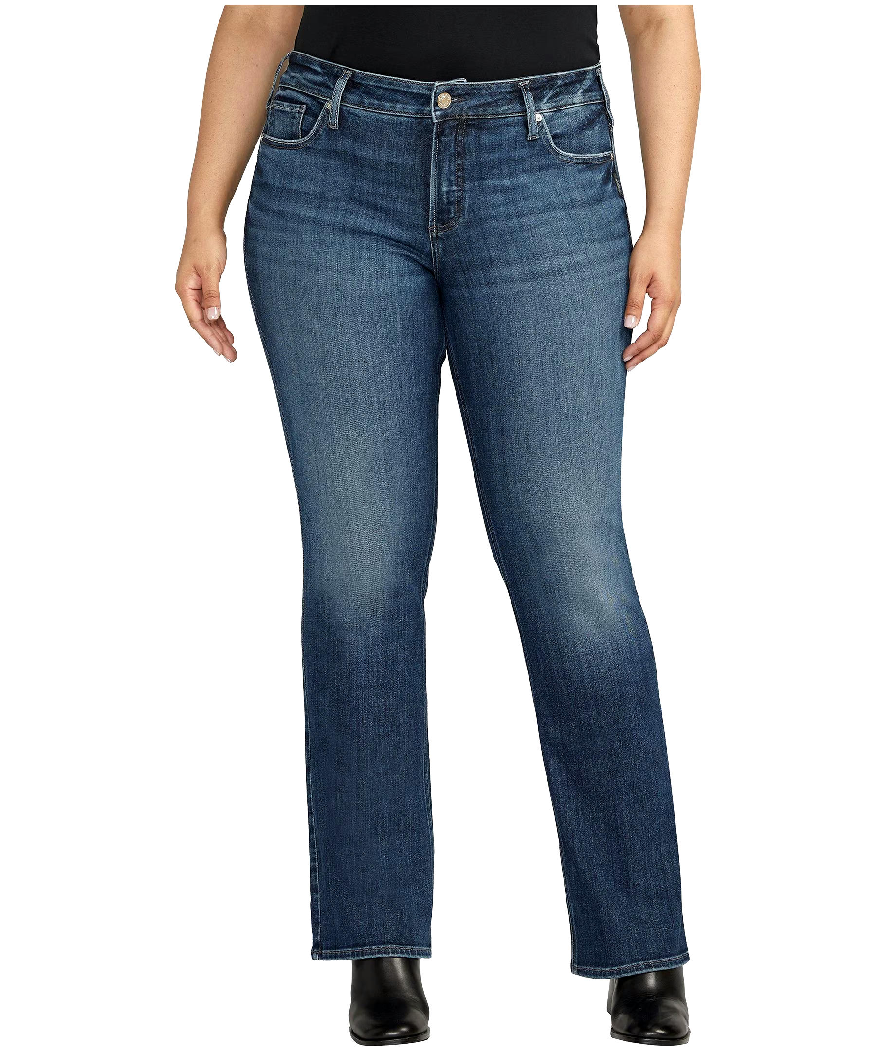 Silver Women's Elyse Mid Rise Curvy Fit Slim Leg Bootcut Jeans