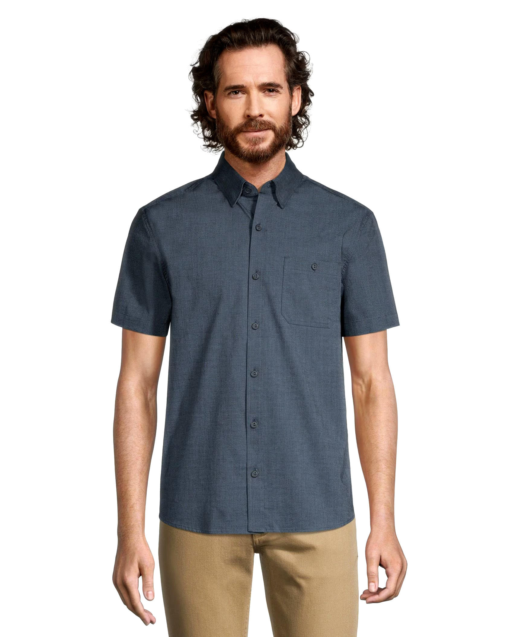 Denver Hayes Men's Premium End on End Modern Fit Short Sleeve Shirt