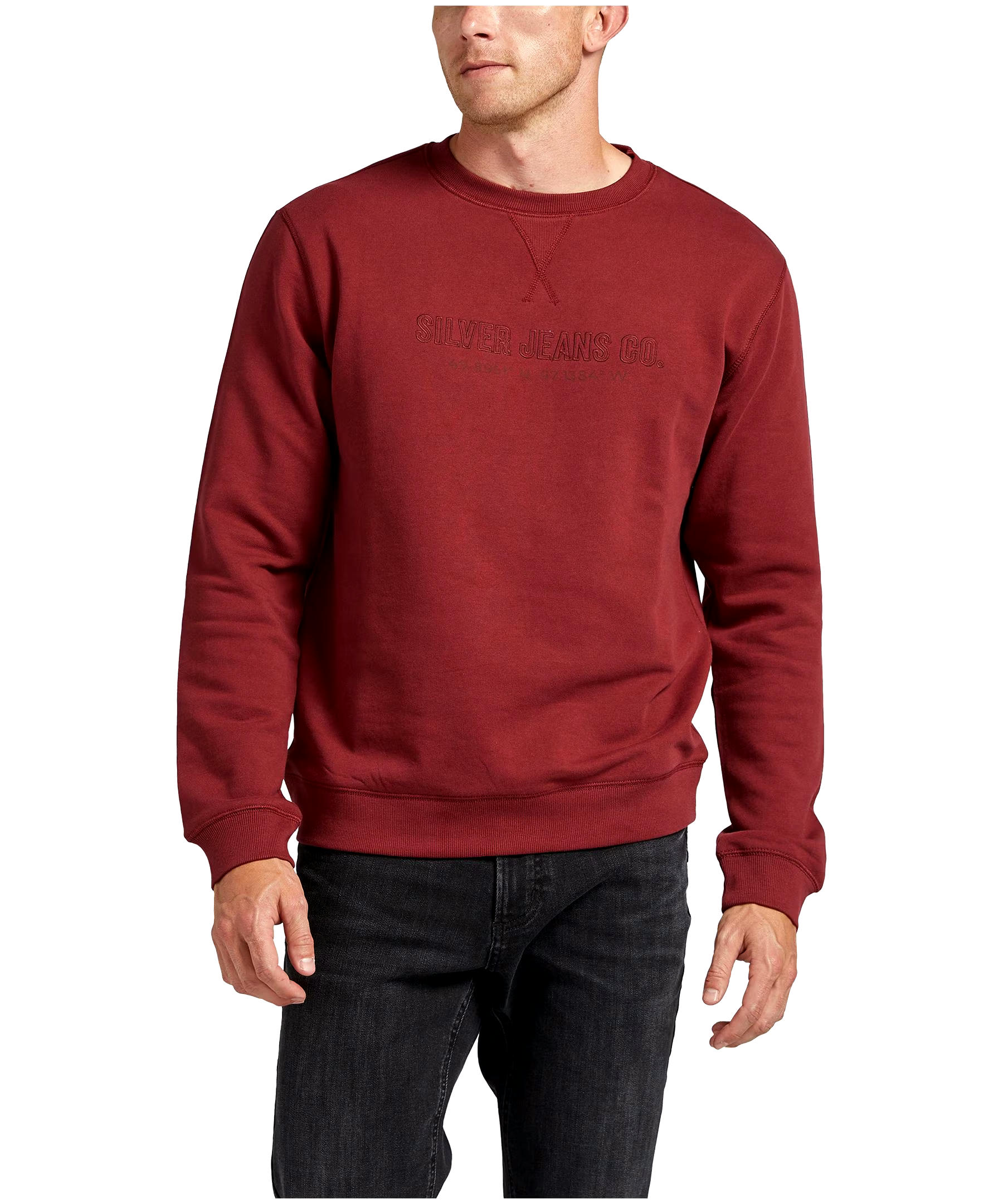 Silver Men's Cotton Fleece Logo Crewneck Sweatshirt