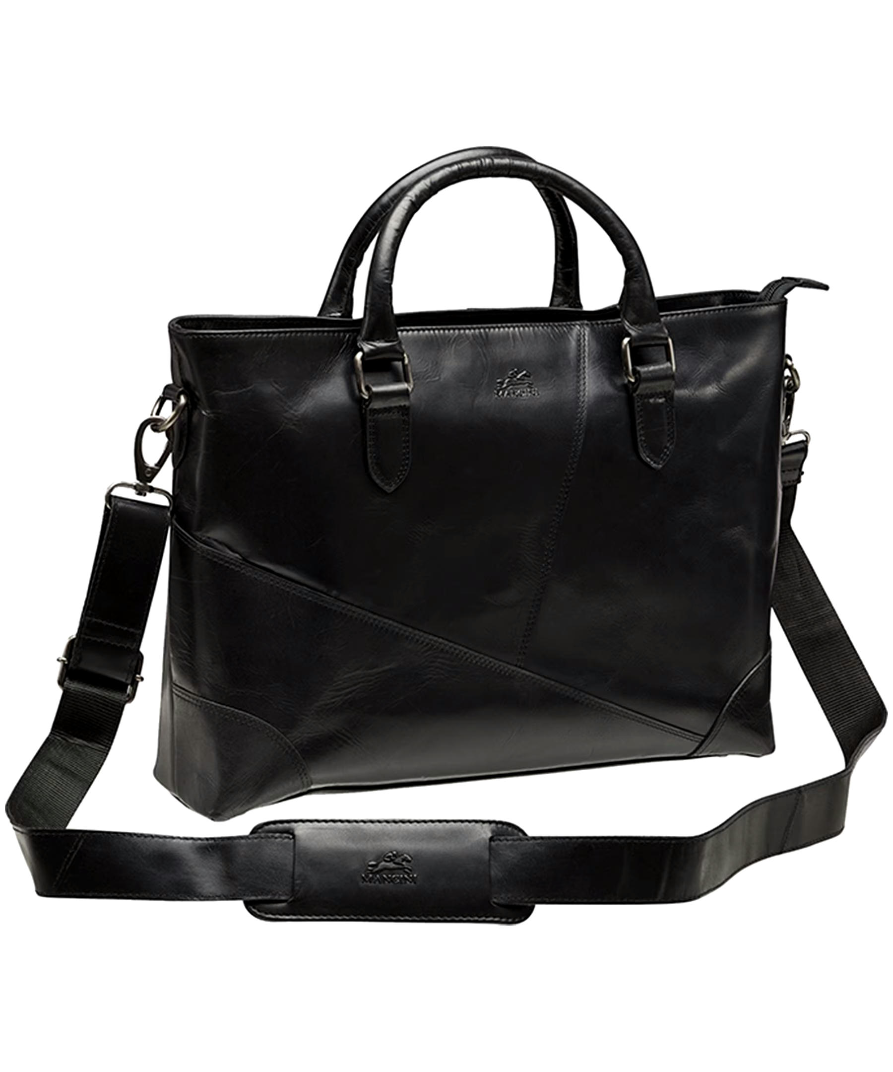 Mancini Leather Goods Unisex Buffalo Laptop Tote Bag Black