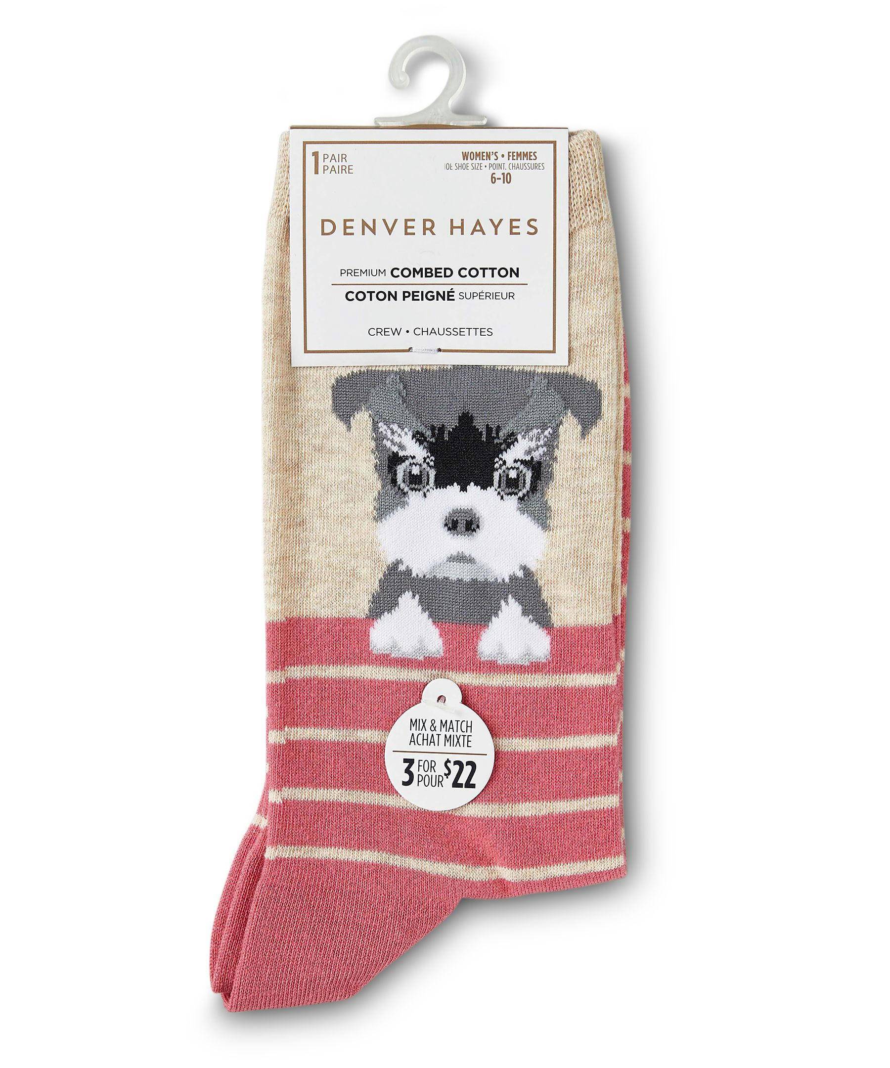 Denver Hayes Women's Crew Patterned Cotton Socks