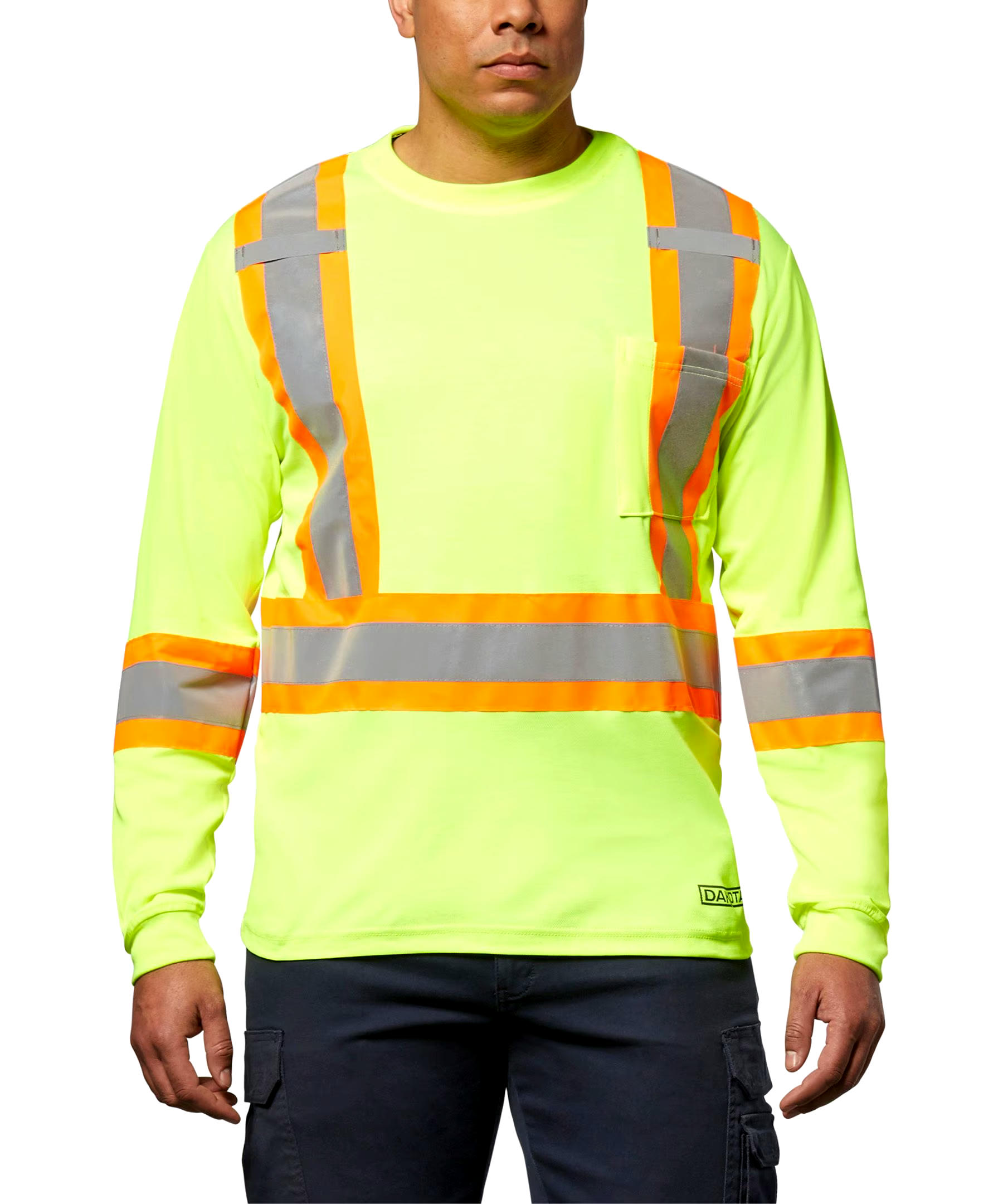 Dakota WorkPro Series Men's Class 2 Hi Vis Long Sleeve Lined Crewneck Work T Shirt