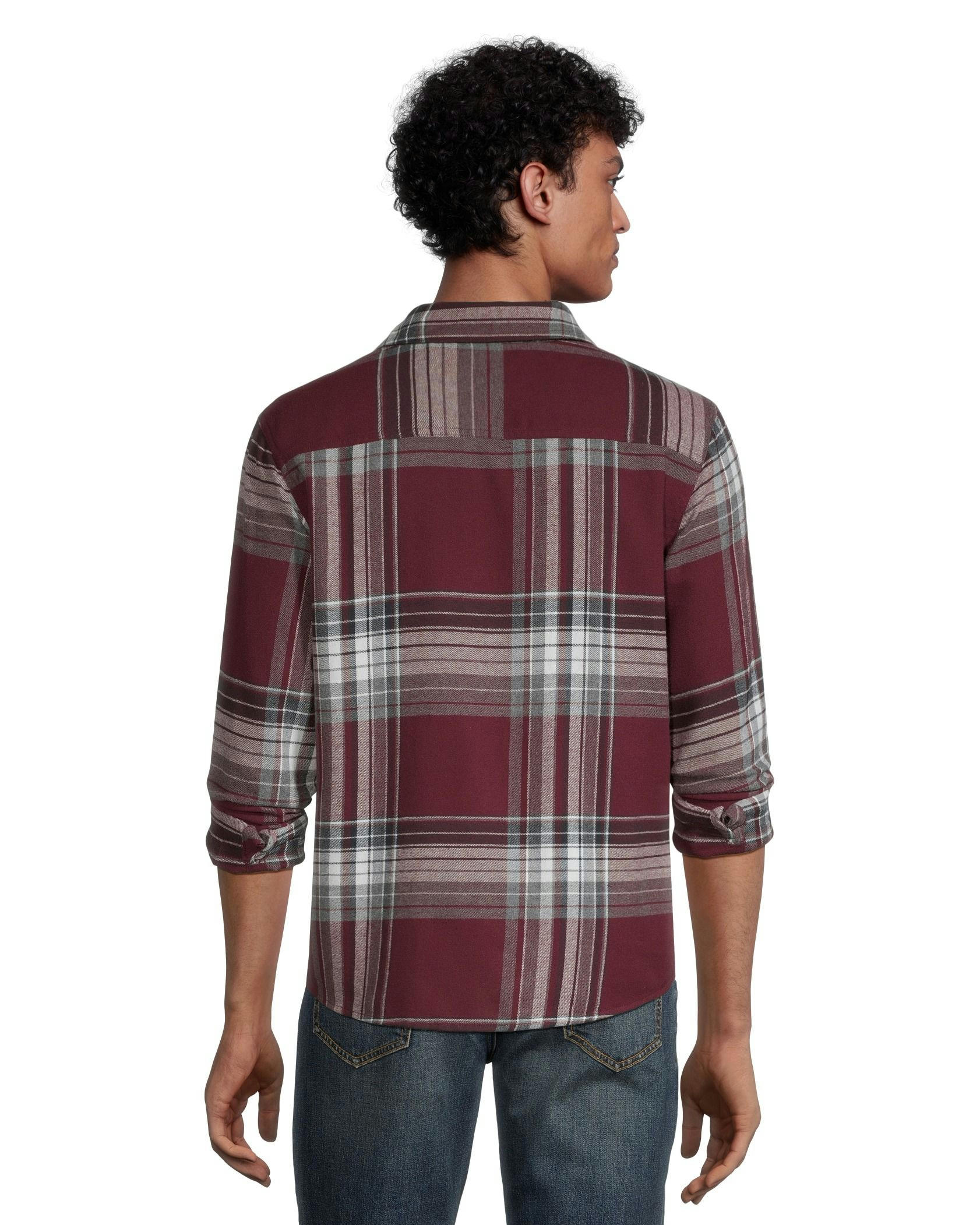 Boston Traders Men's Double Brushed Long Sleeve Snap Flannel Shirt