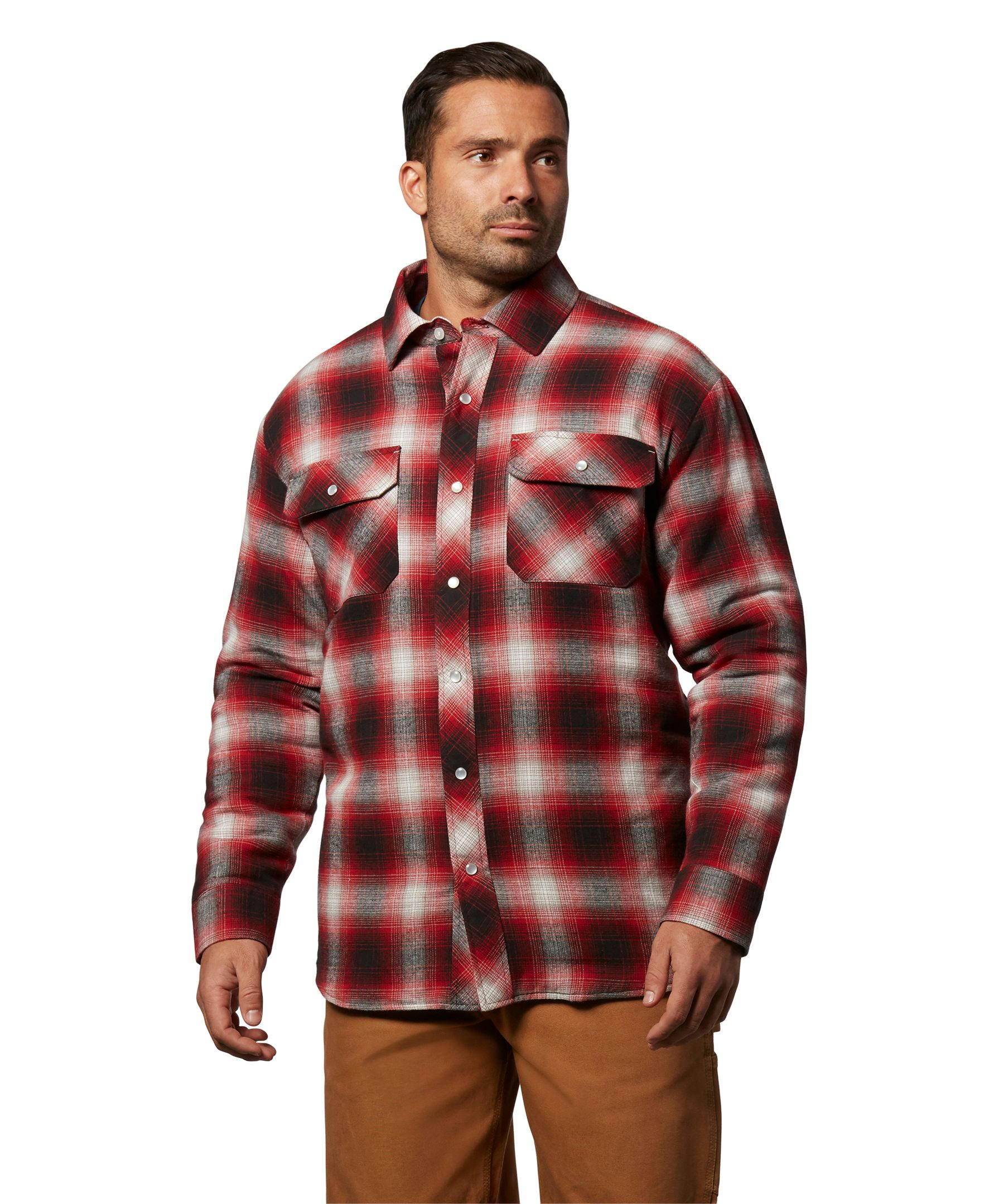 Aggressor Men's Snap-Front Insulated Quilted Flannel Work Shirt