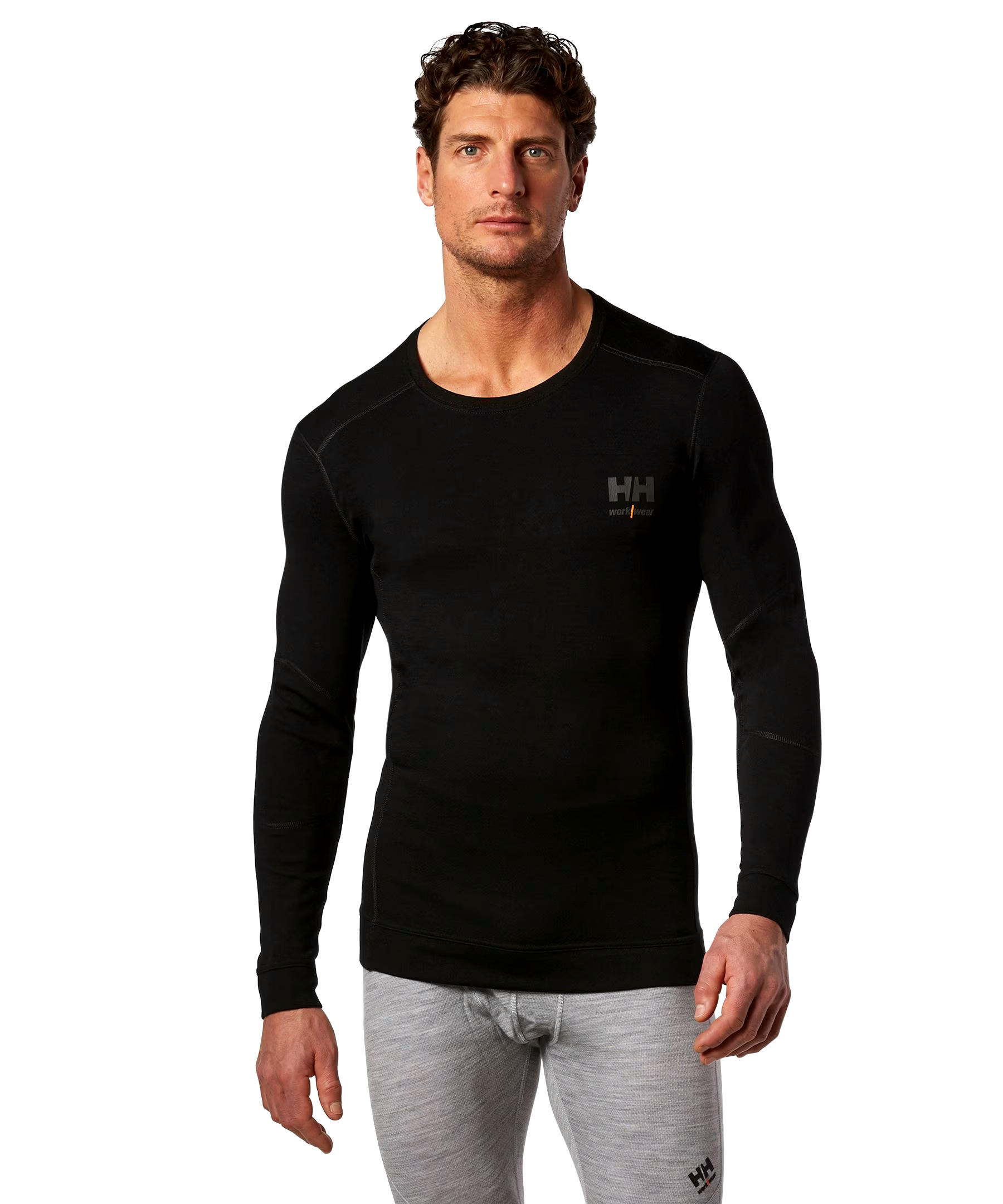 Helly Hansen Workwear Men's Lifa Merino Crew Neck Thermal Base Layer Long Sleeve Shirt - Black