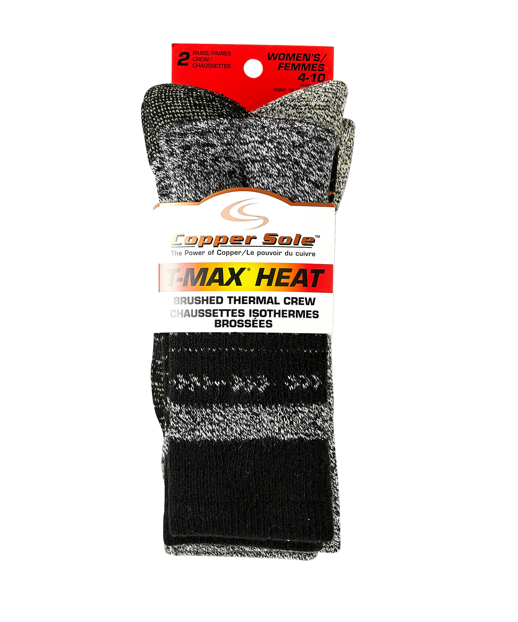 Copper Sole Women's 2 Pack TMAX Thermal Crew Socks