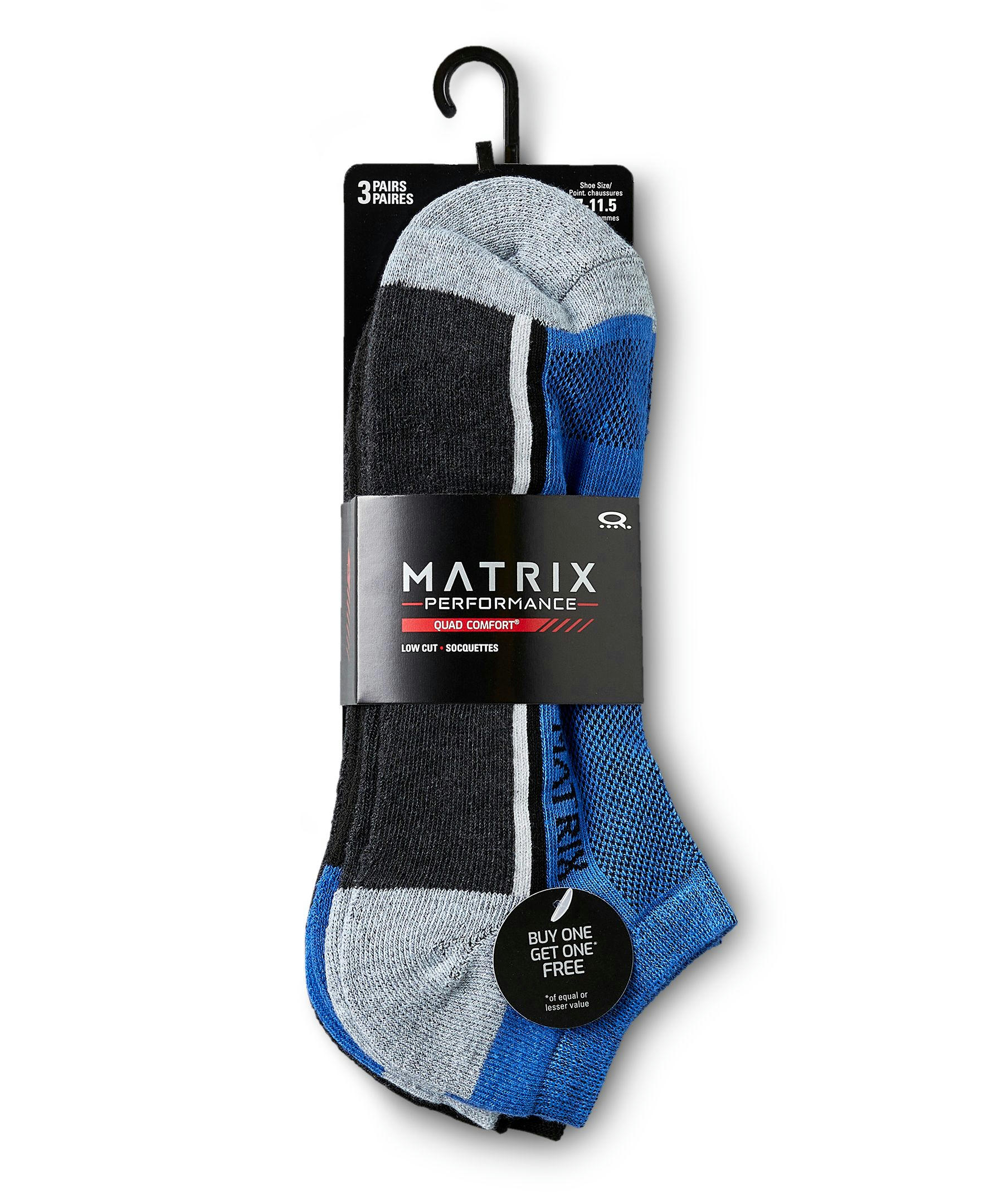 Matrix Men's 3 Pack FRESHTECH Quad Comfort Low Cut Sport Socks