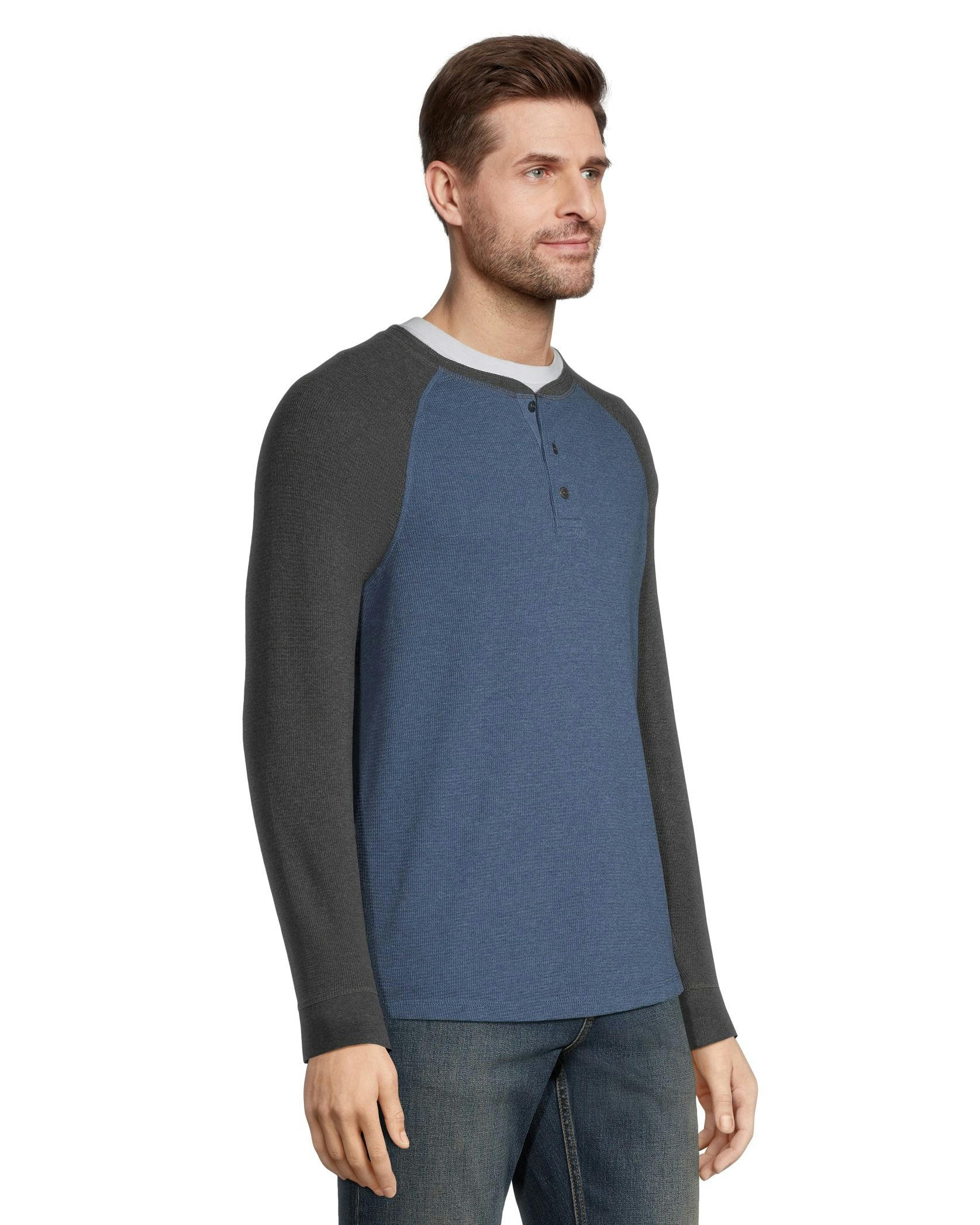 Denver Hayes Men's Long Sleeve Waffle Raglan Henley